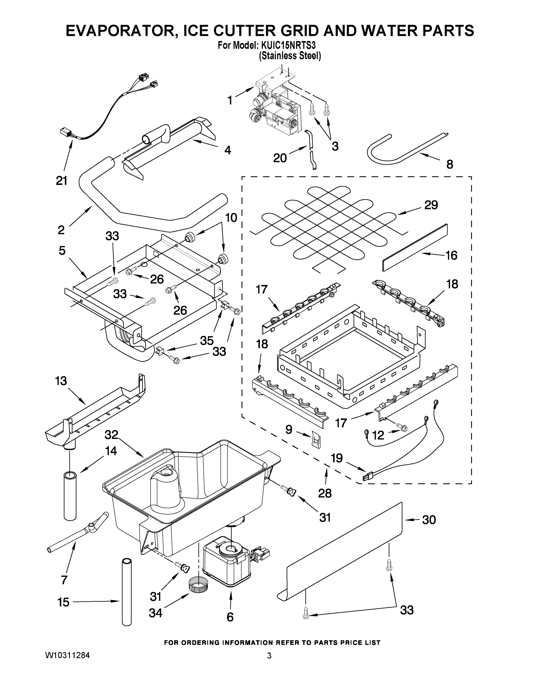 02 - EVAPORATOR, ICE CUTTER GRID AND WATER PARTS