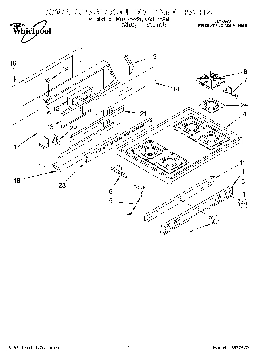 01 - COOKTOP AND CONTROL PANEL, LITERATURE
