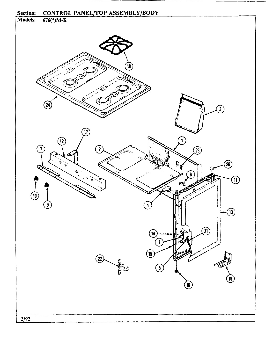 01 - CONTROL PANEL/TOP ASSY./BODY