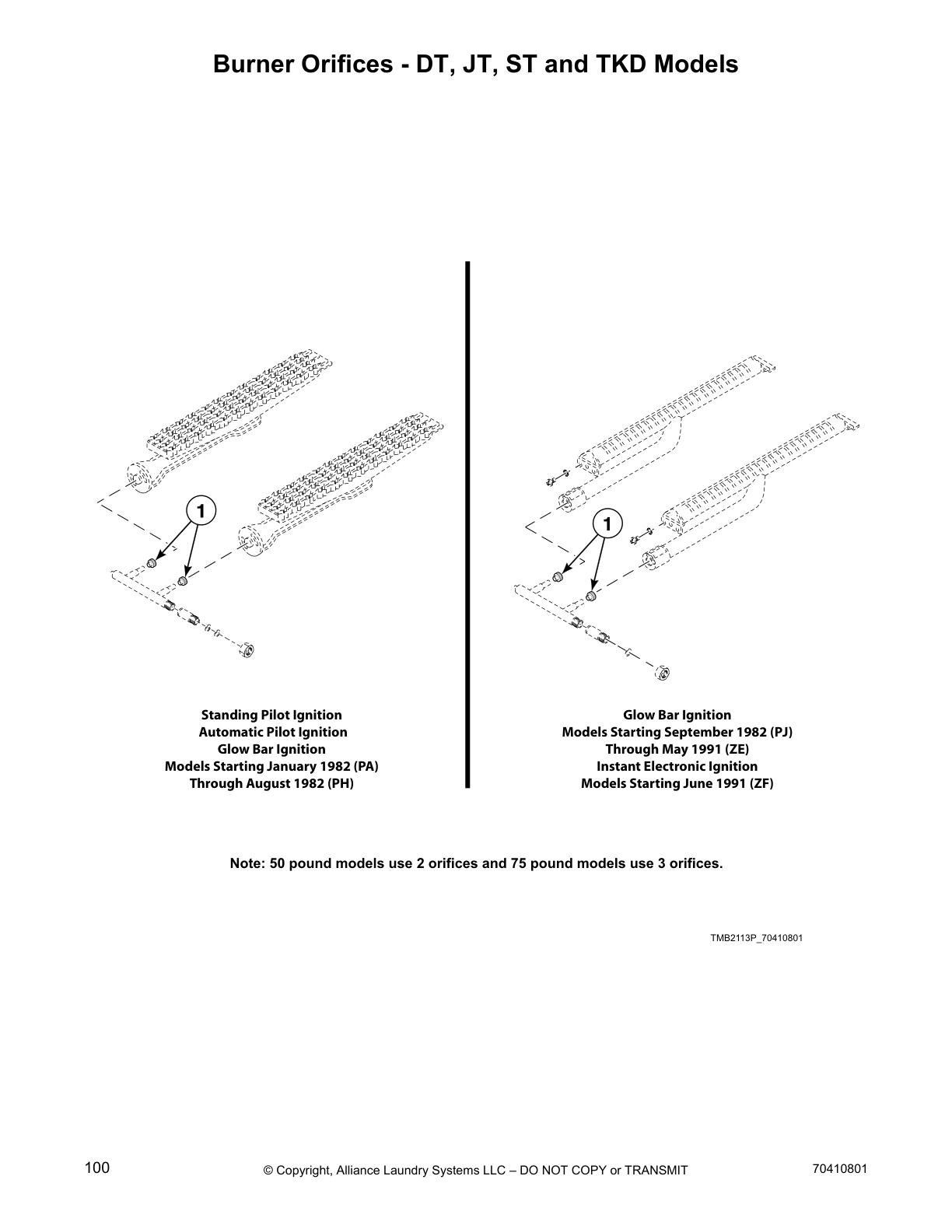 Burner Orifices - DT, JT, ST and TKD Models