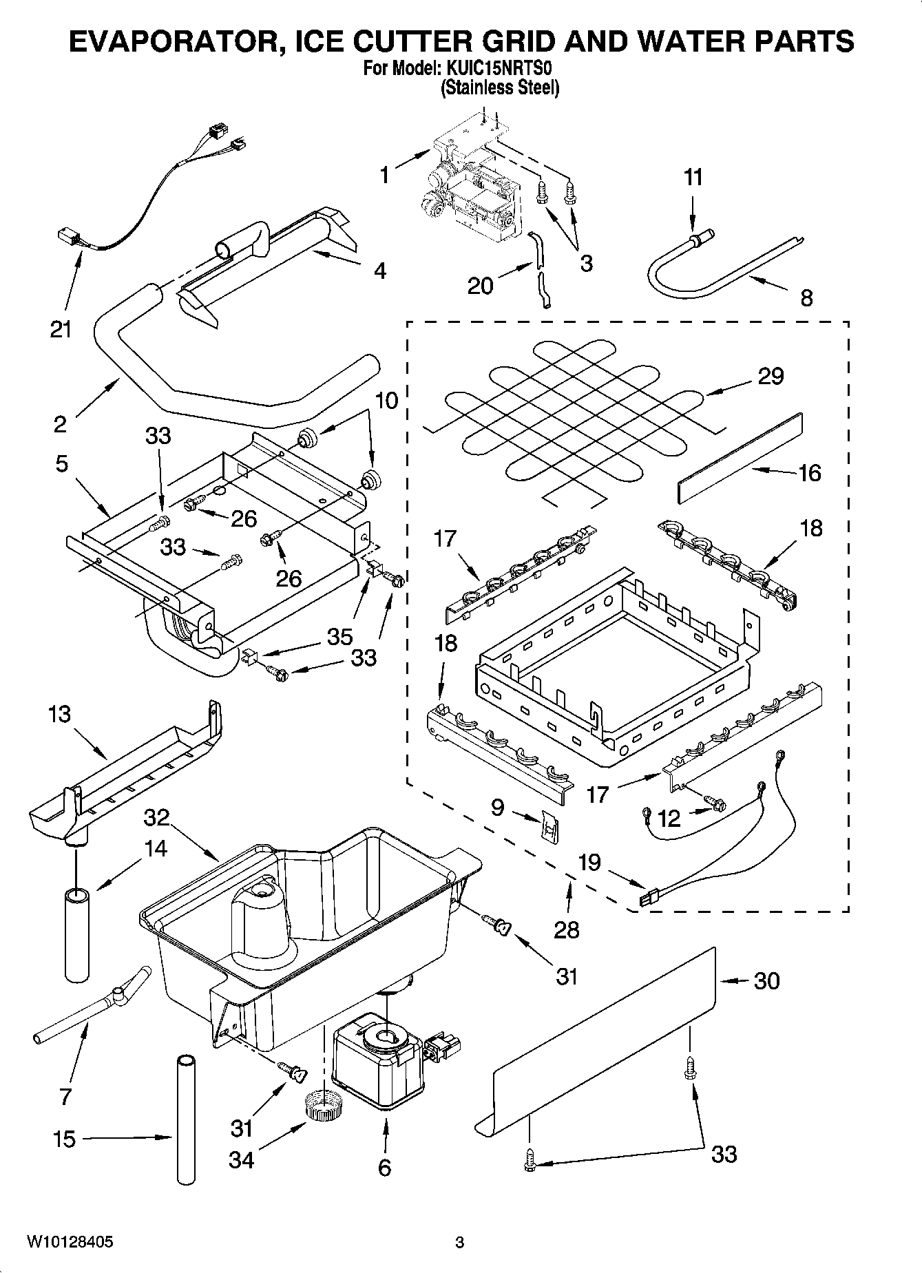 02 - EVAPORATOR, ICE CUTTER GRID AND WATER PARTS