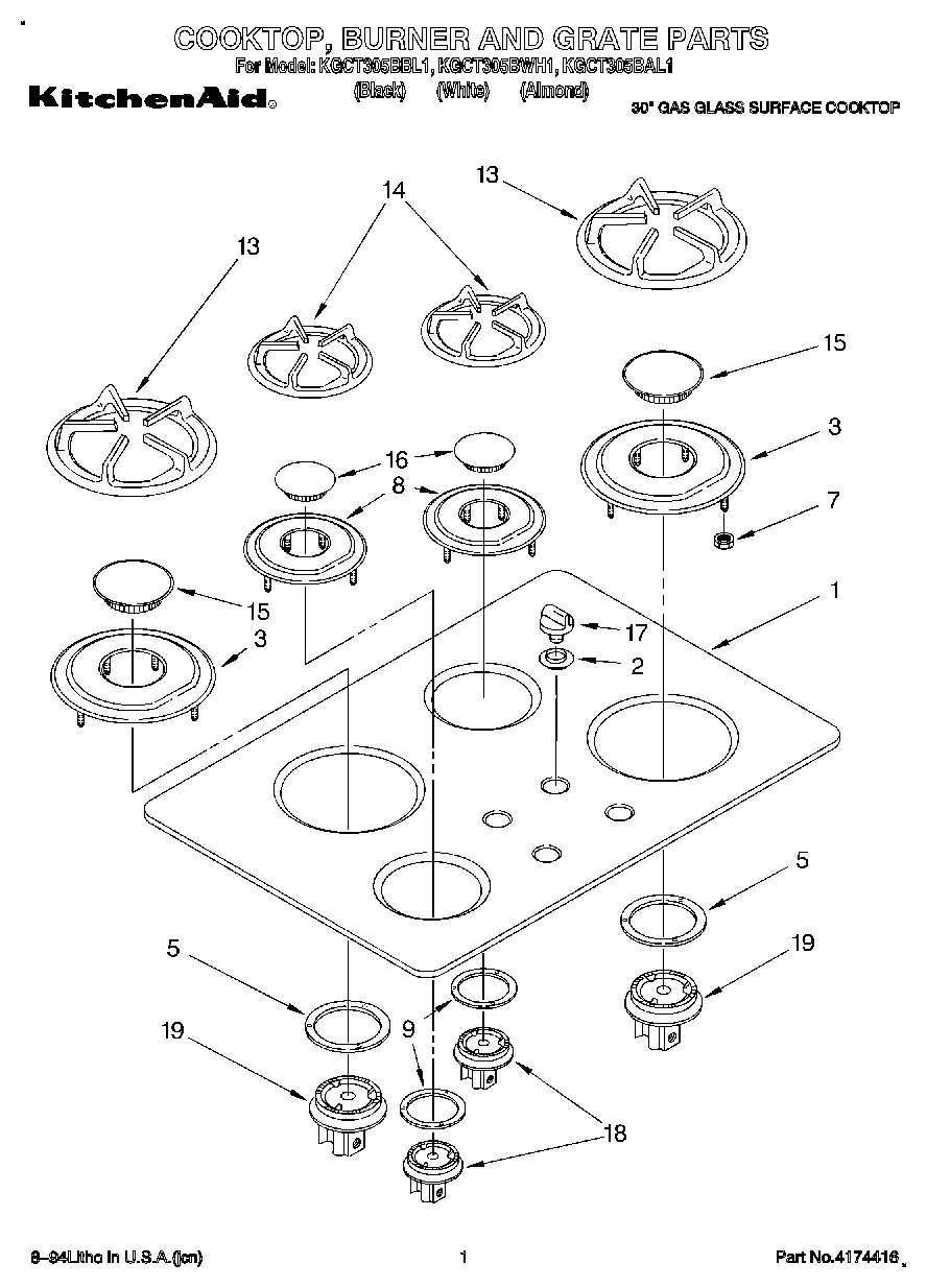 01 - COOKTOP, BURNER AND GRATE