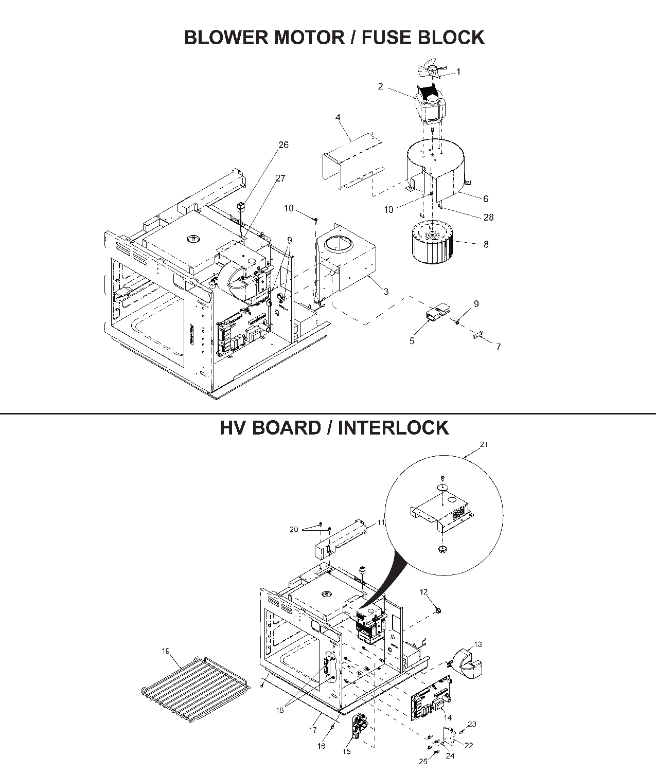 BLOWER MOTOR / FUSE BLOCK /HV BOARD / INTERLOCK