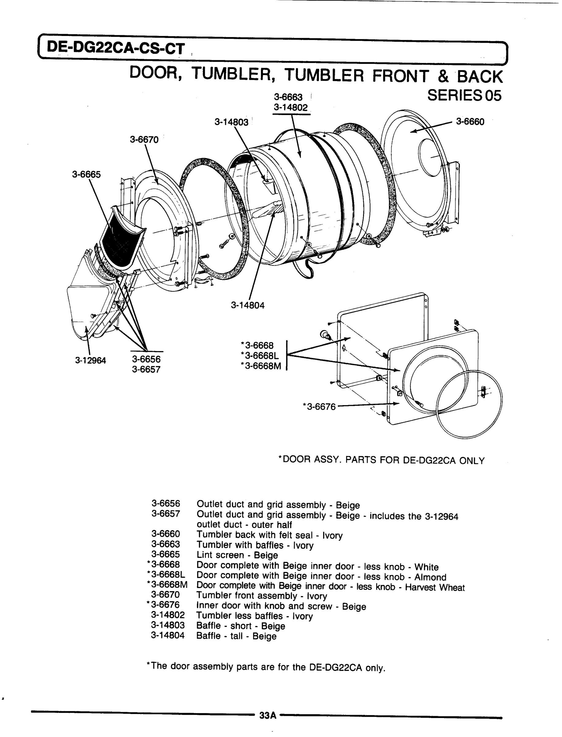 07 - DOOR, TUMBLER, TUMBLER FRONT & BACK