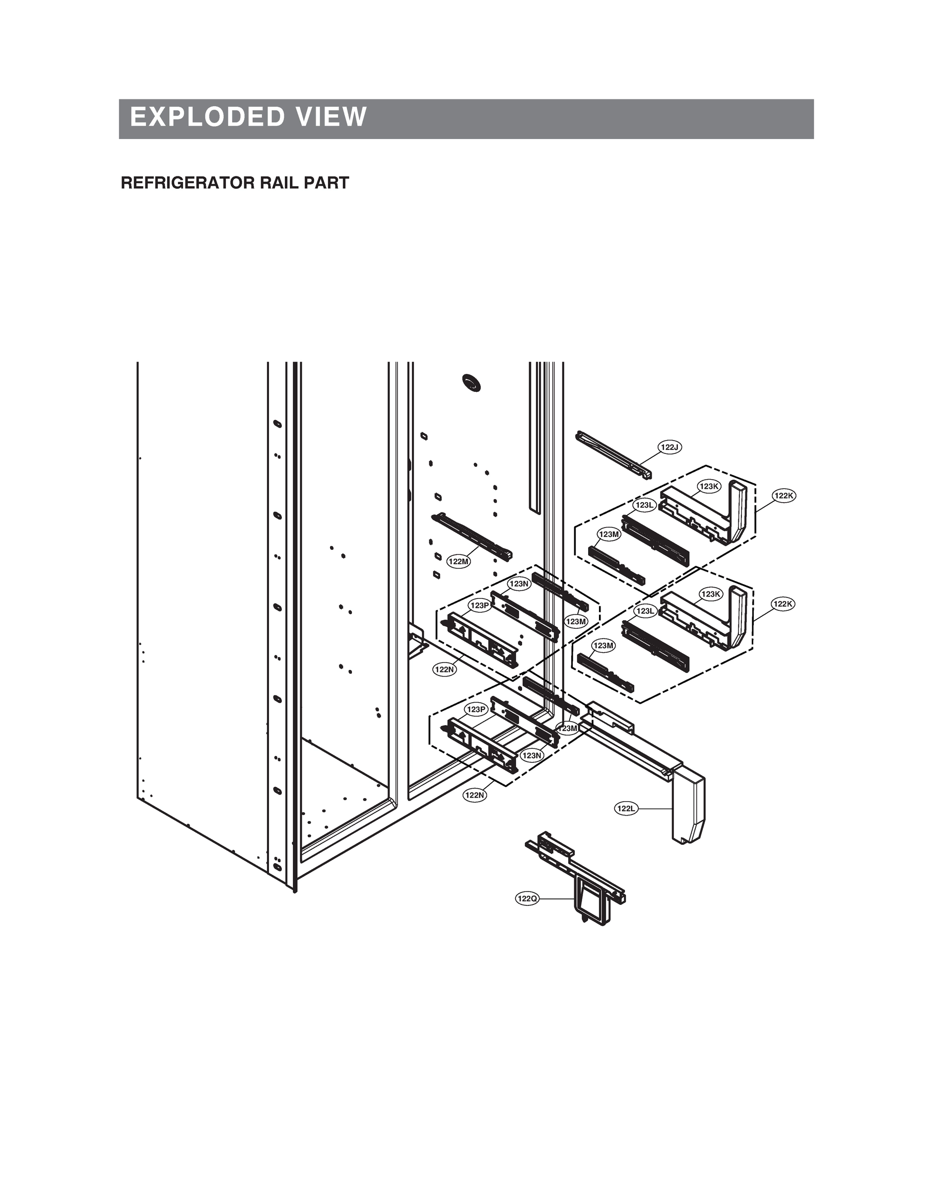 REFRIGERATOR RAIL PART