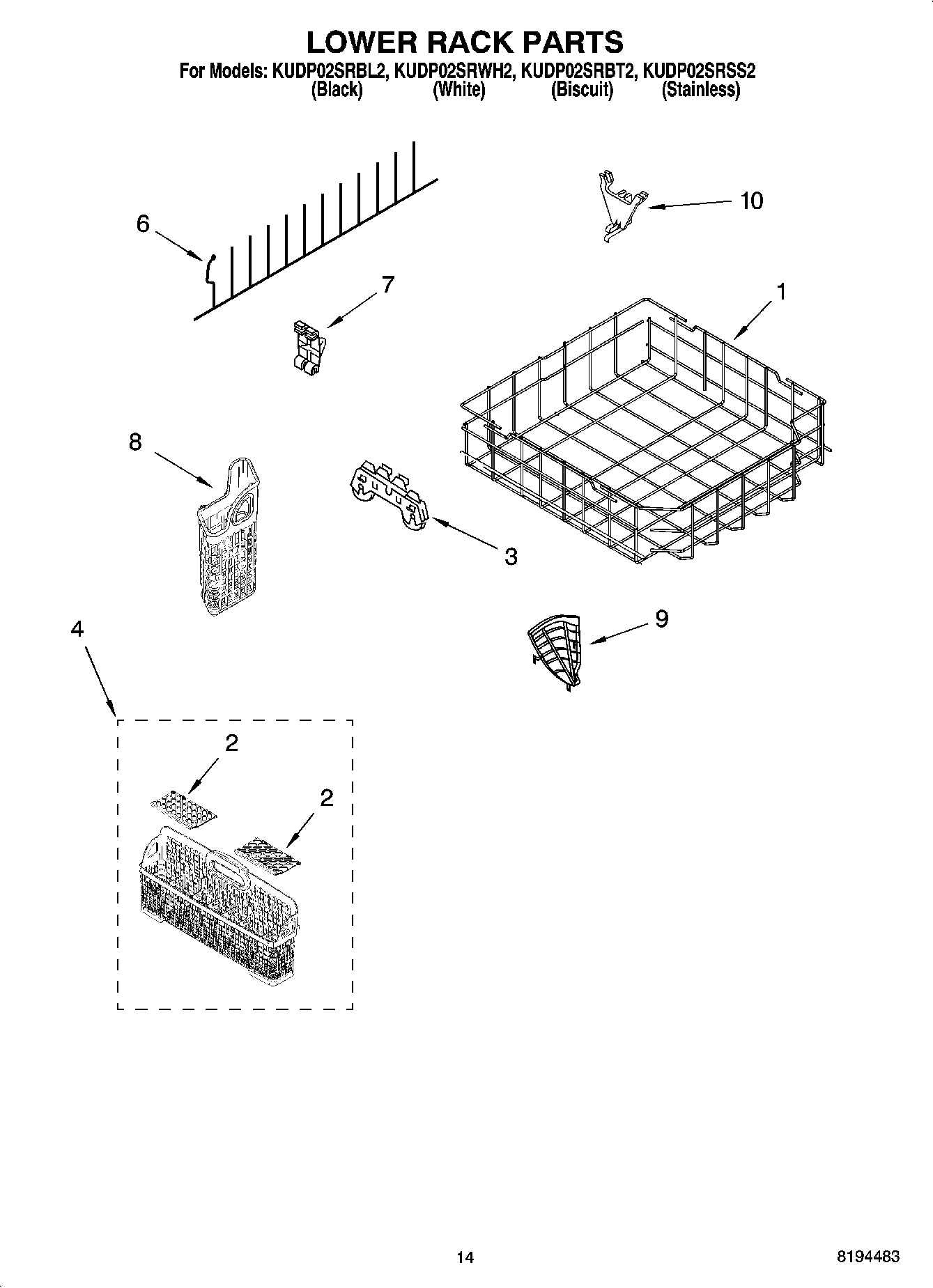 11 - LOWER RACK PARTS, OPTIONAL PARTS (NOT INCLUDED)
