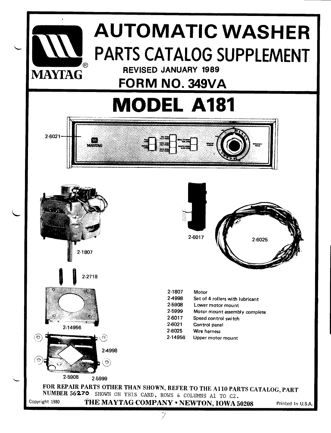 05 - PARTS CATALOG SUPPLEMENT (A181)