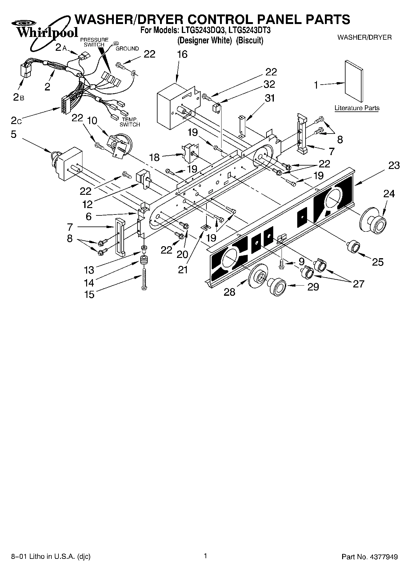 01 - WASHER/DRYER CONTROL PANEL, LITERAT