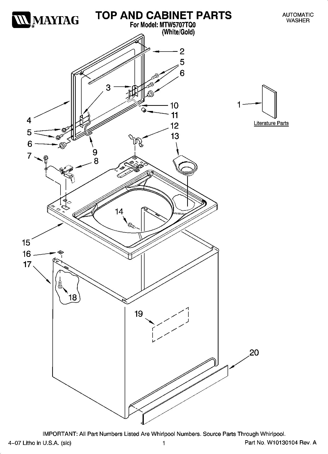 01 - TOP AND CABINET PARTS