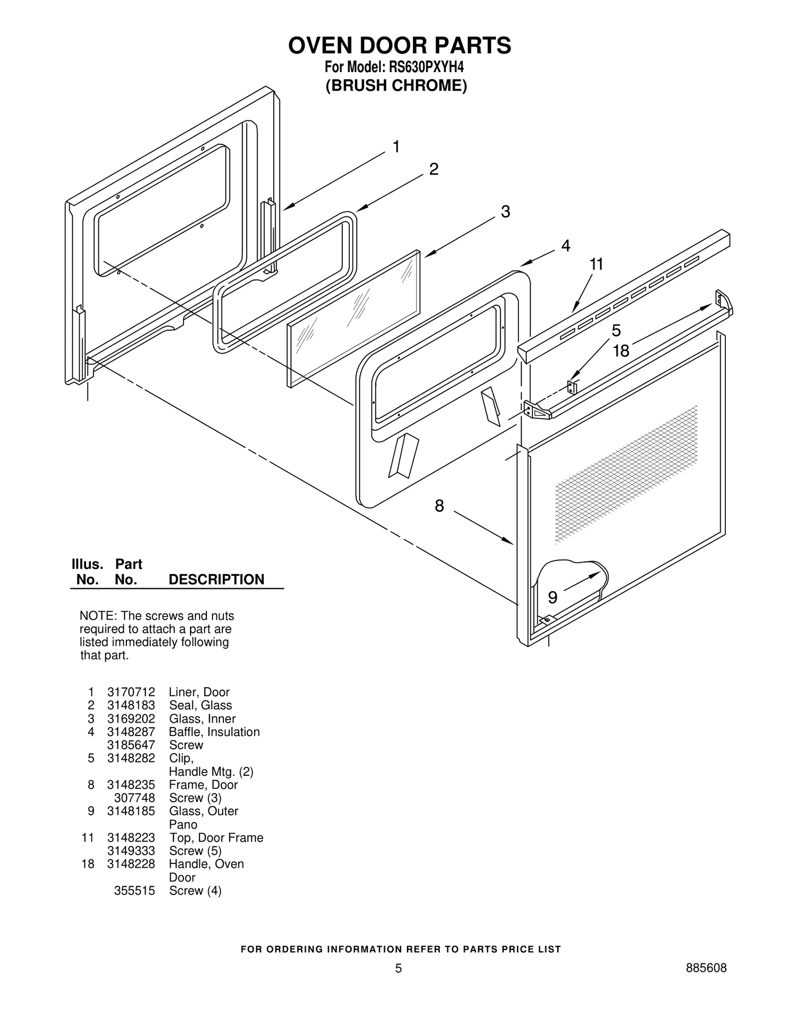 OVEN DOOR PARTS