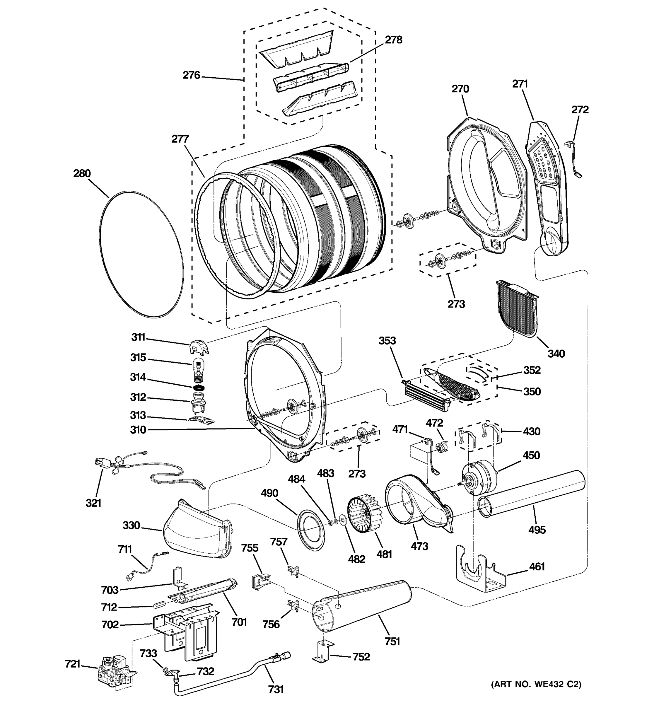 DRUM, BLOWER & MOTOR