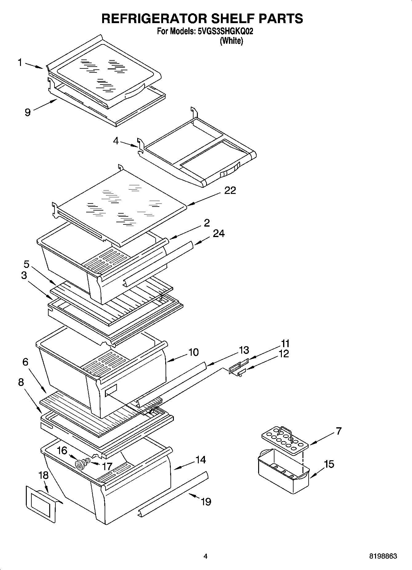 03 - REFRIGERATOR SHELF PARTS