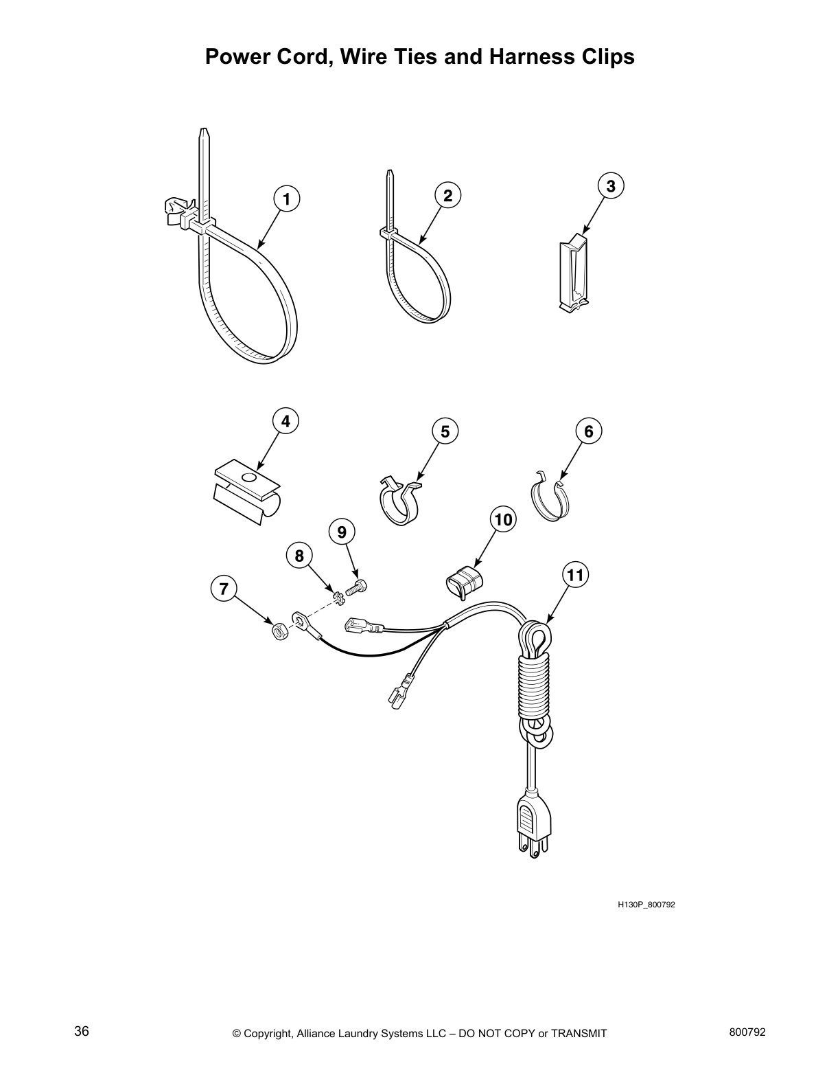 Power Cord, Wire Ties and Harness Clips