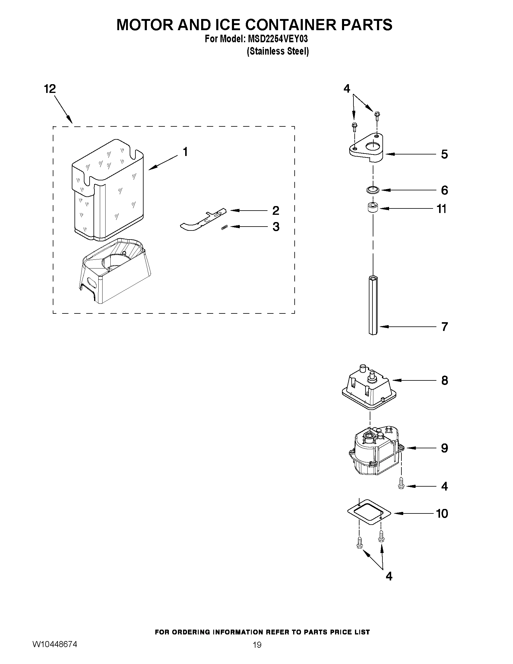 12 - MOTOR AND ICE CONTAINER PARTS