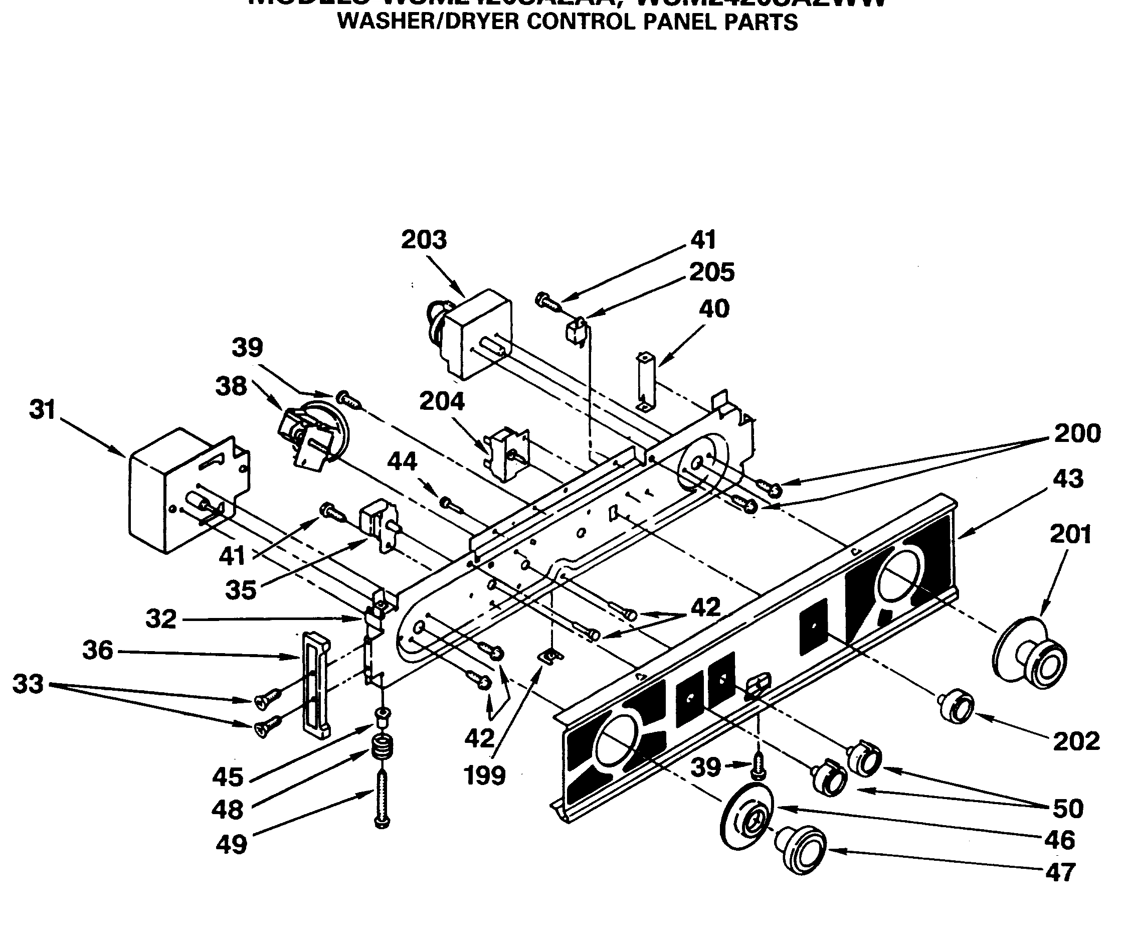 WASHER/DRYER CONTROL PANEL PARTS