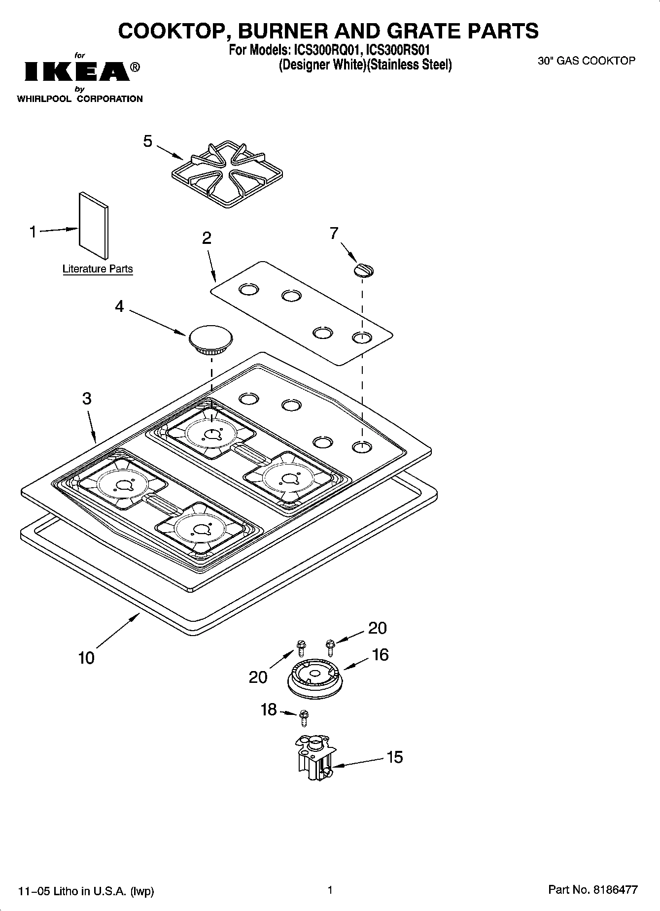 01 - COOKTOP, BURNER AND GRATE PARTS