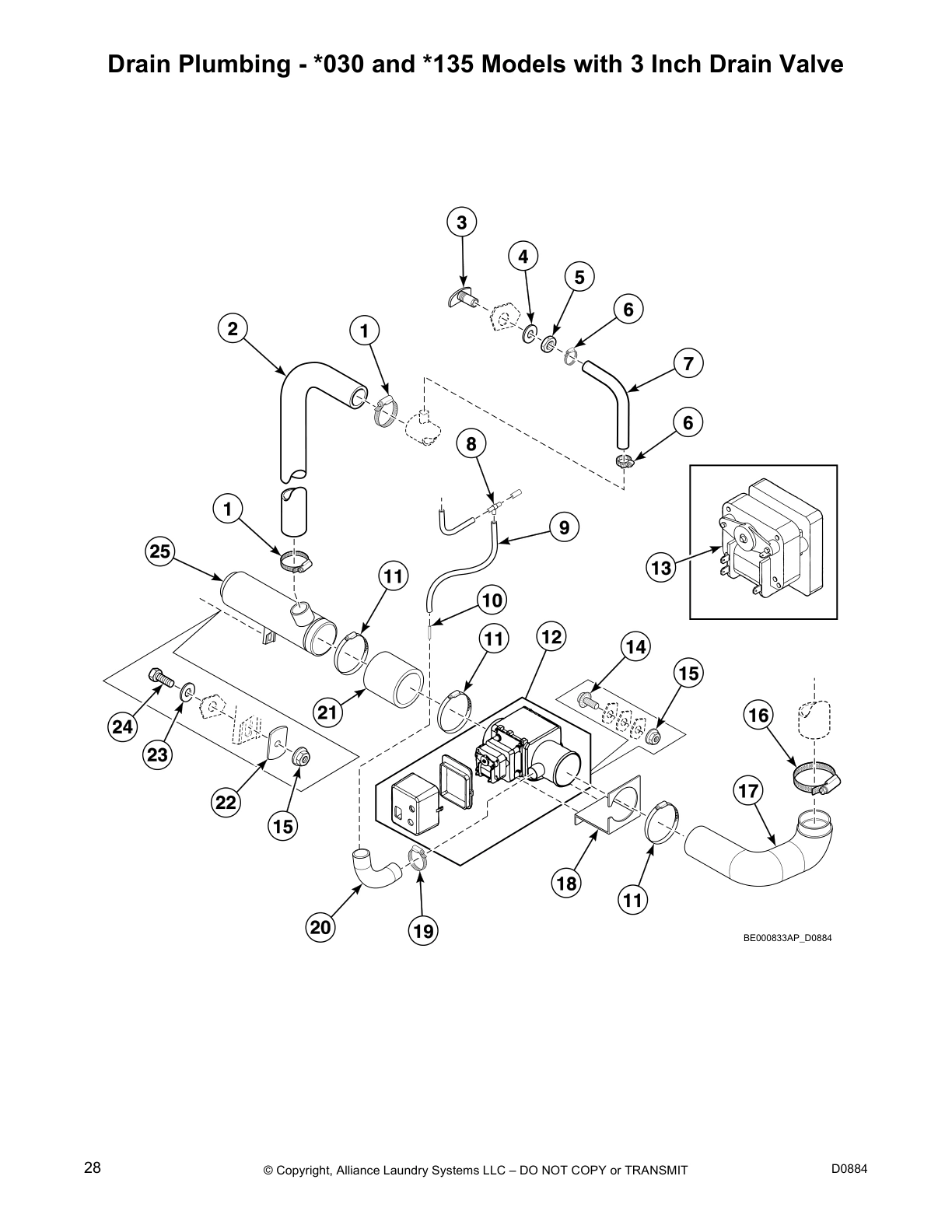 Drain Plumbing - *030 and *135 Models with 3 Inch Drain Valve