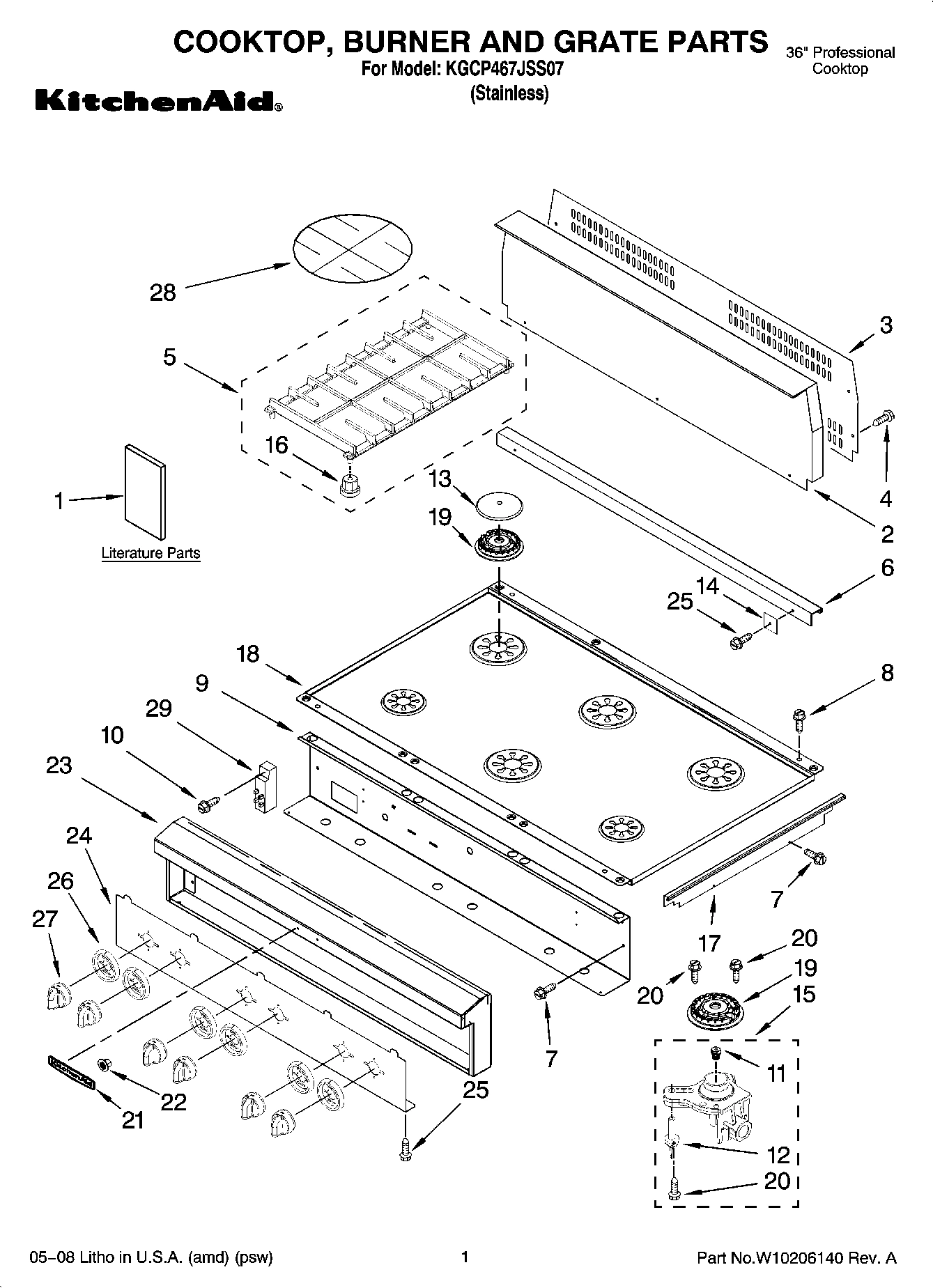 01 - COOKTOP, BURNER AND GRATE PARTS