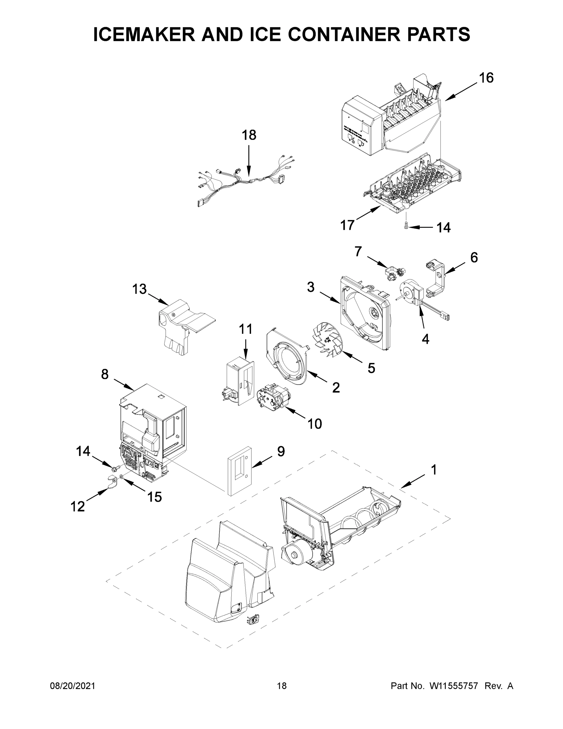 10 - ICEMAKER AND ICE CONTAINER PARTS