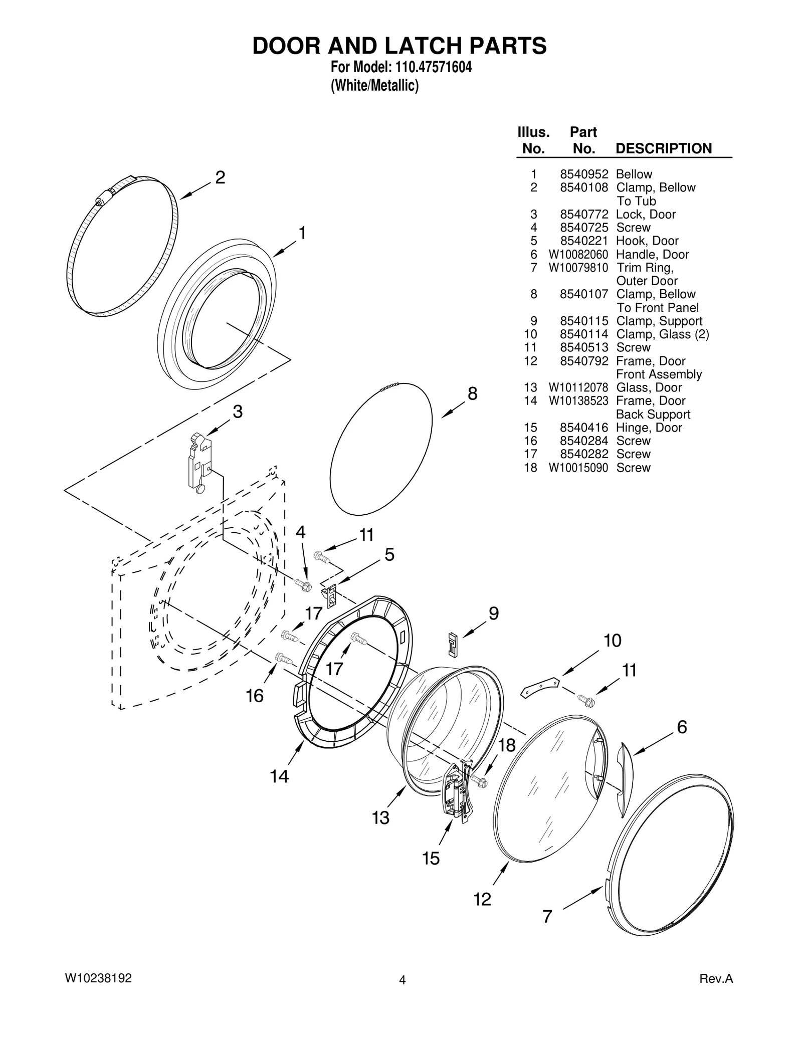 DOOR AND LATCH PARTS