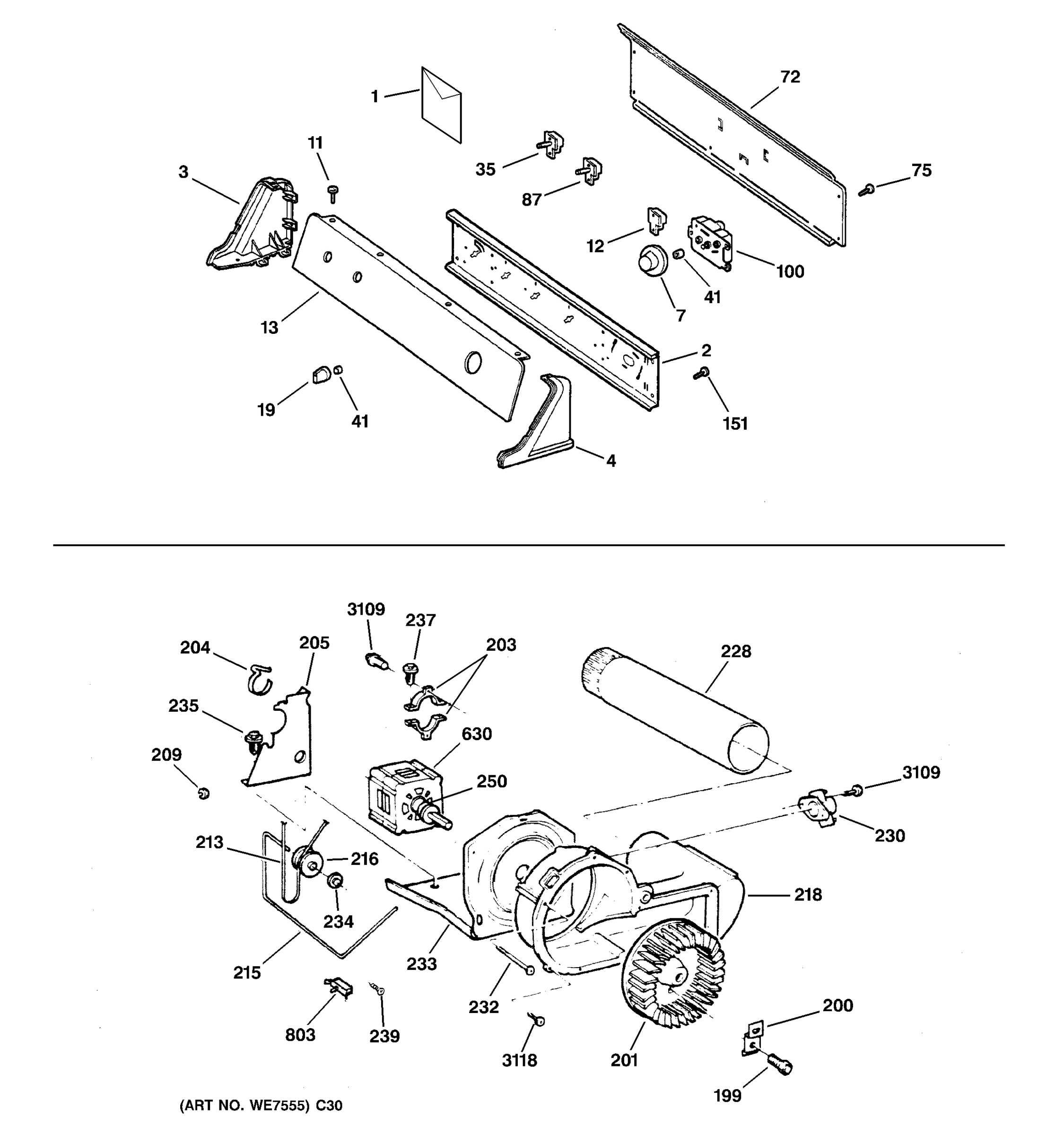 BACKSPLASH, BLOWER & MOTOR ASSEMBLY