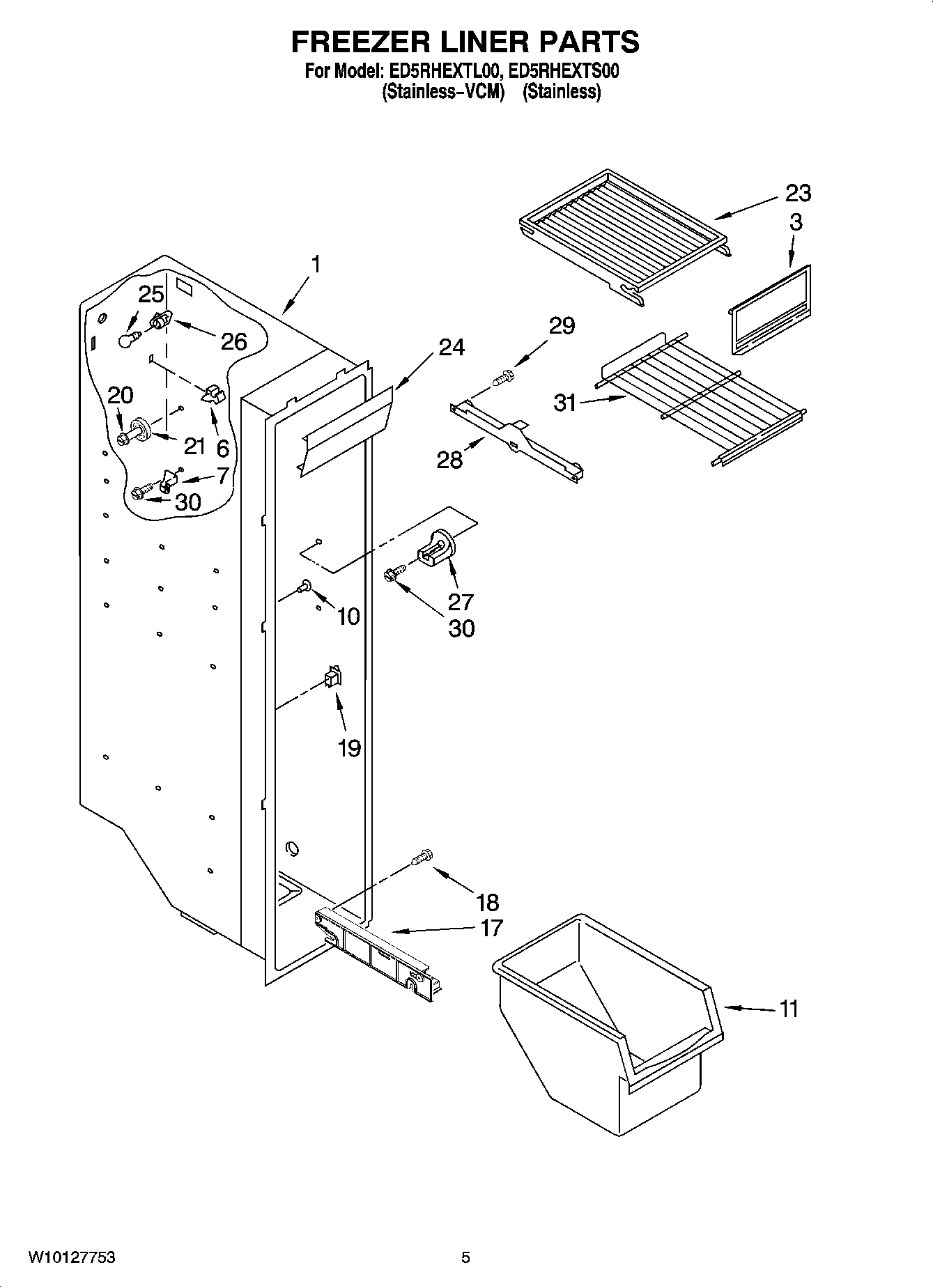 04 - FREEZER LINER PARTS