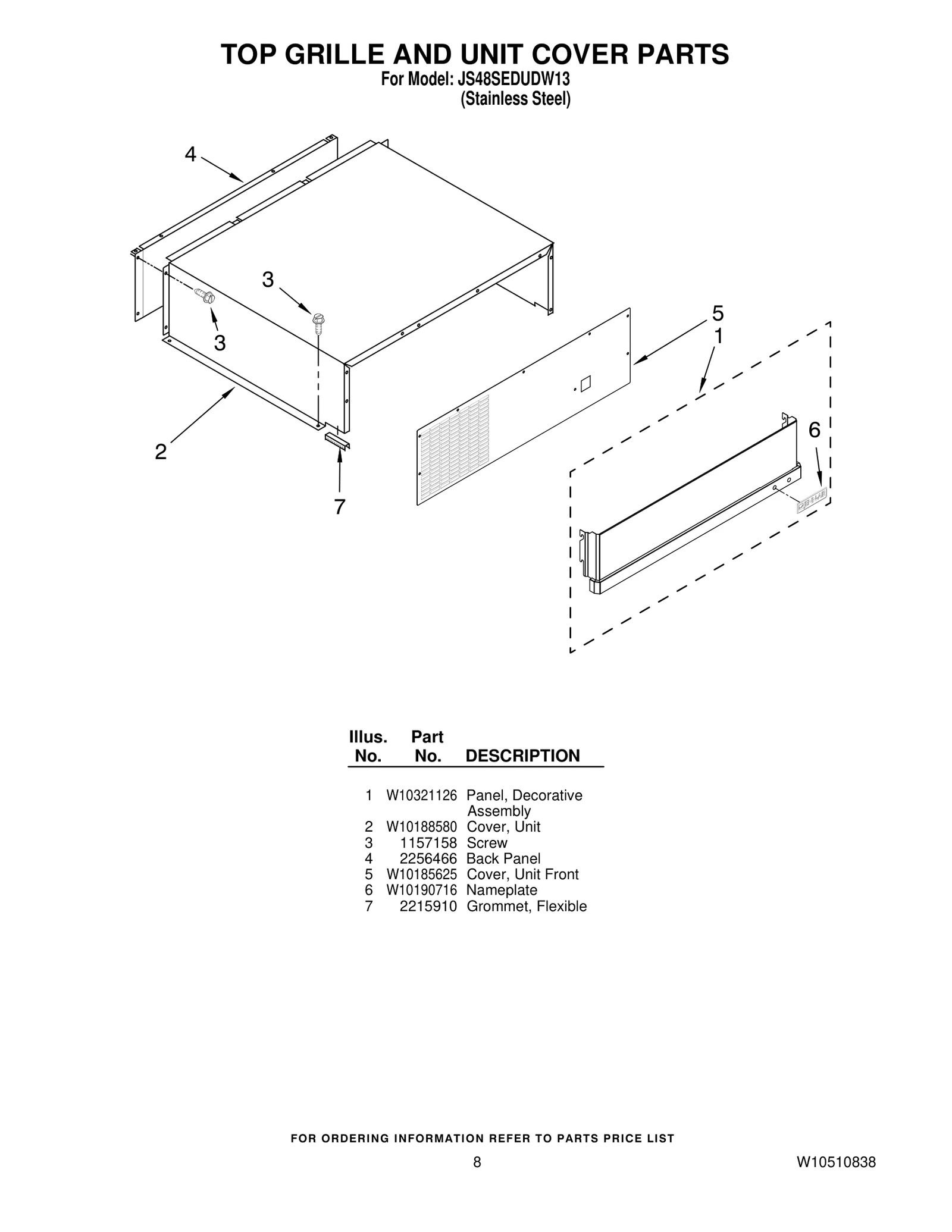 TOP GRILLE AND UNIT COVER PARTS