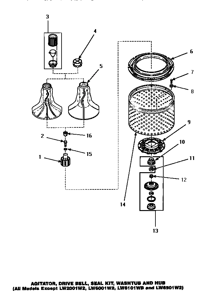 02 - AGITATOR/DRIVE BELL/SEAL KIT/TUB & HUB