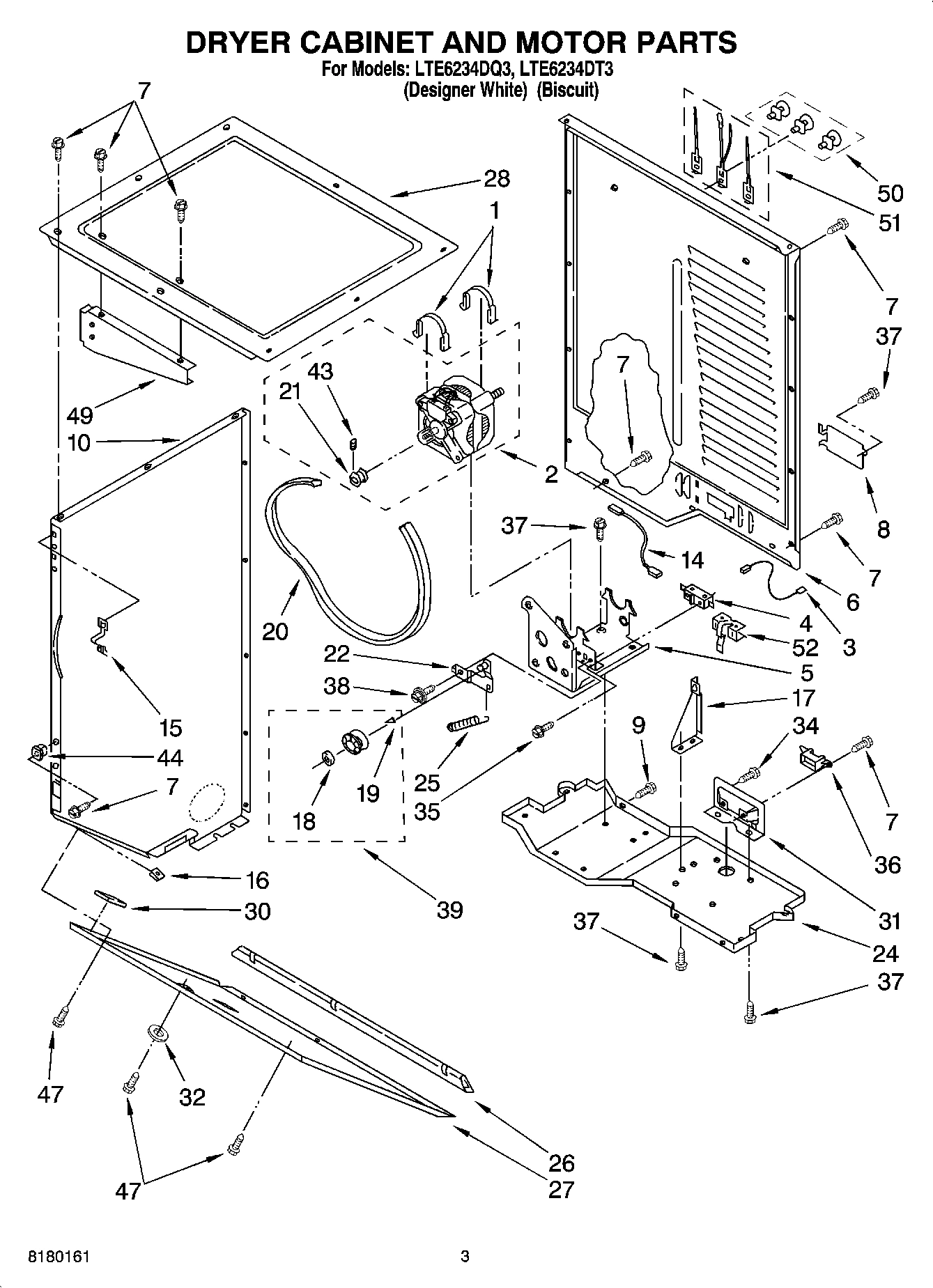 03 - DRYER CABINET AND MOTOR PARTS