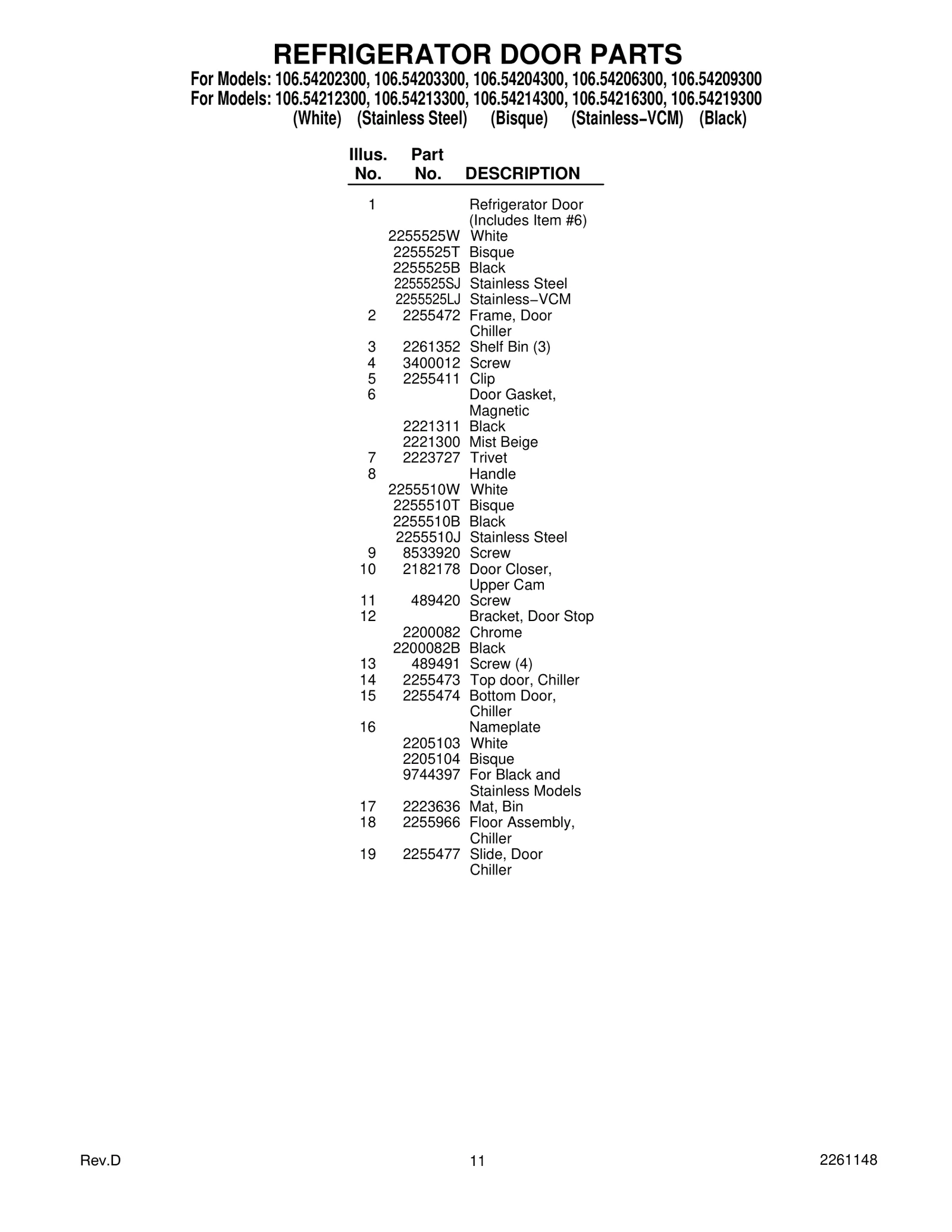 REFRIGERATOR DOOR PARTS