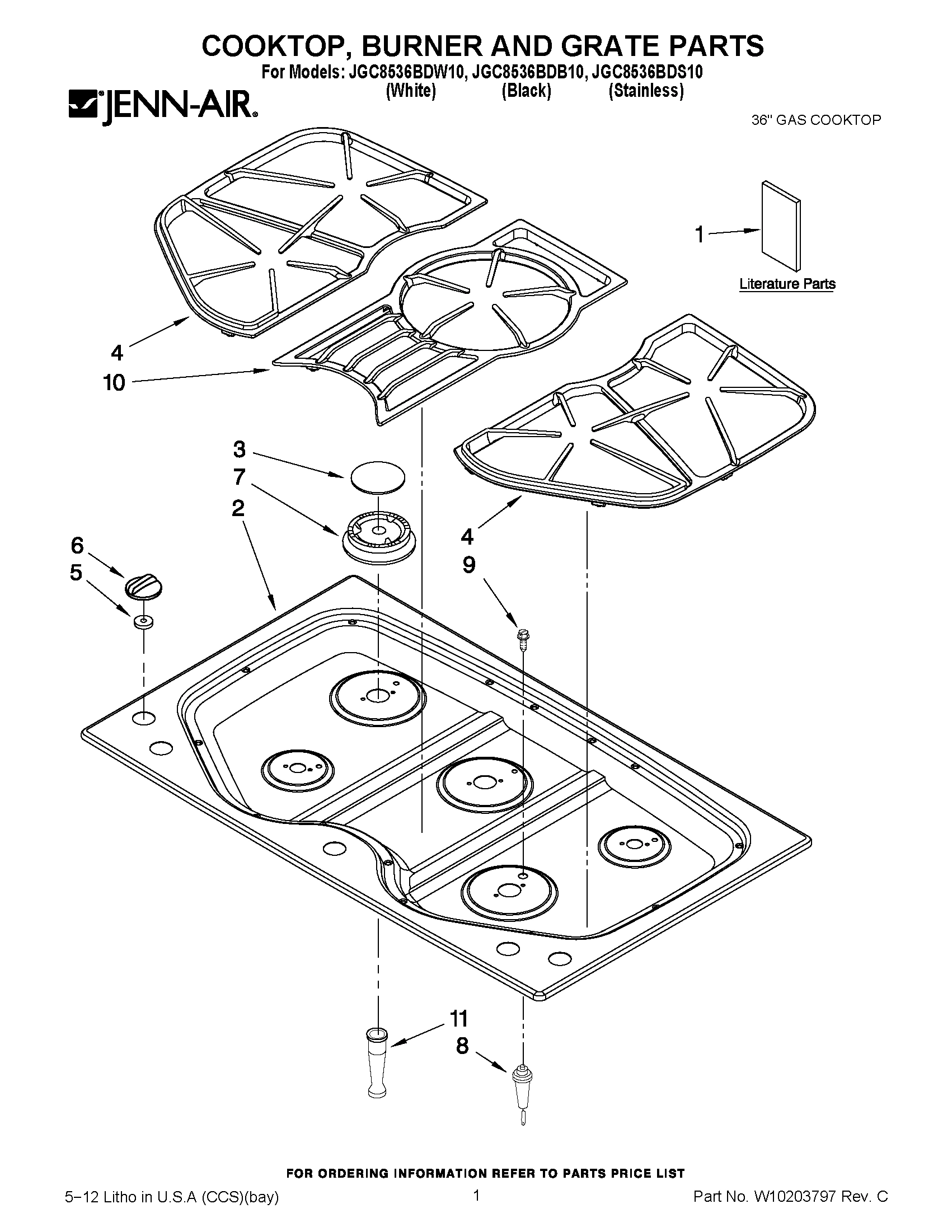 01 - COOKTOP, BURNER AND GRATE PARTS