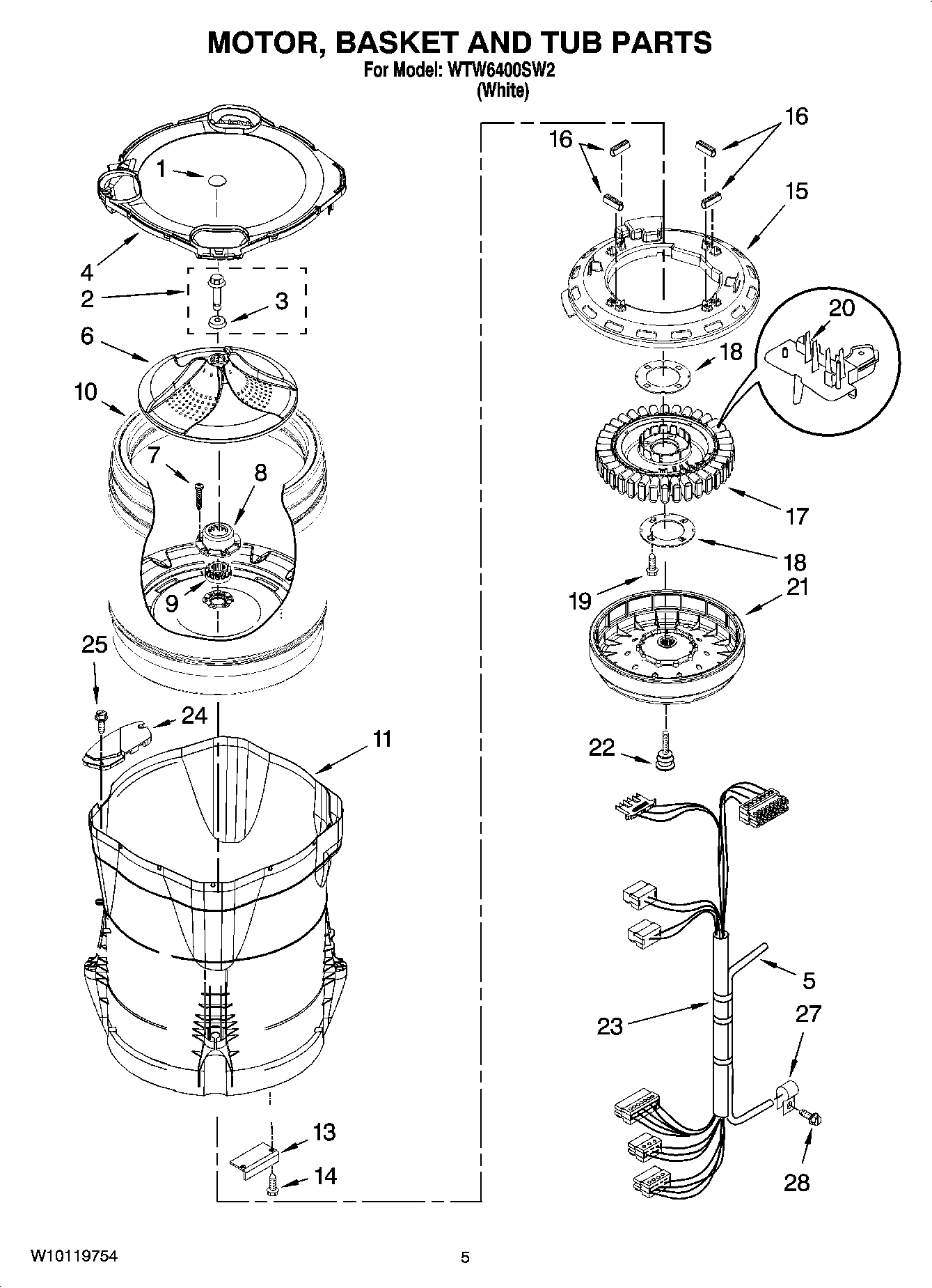 03 - MOTOR, BASKET AND TUB PARTS