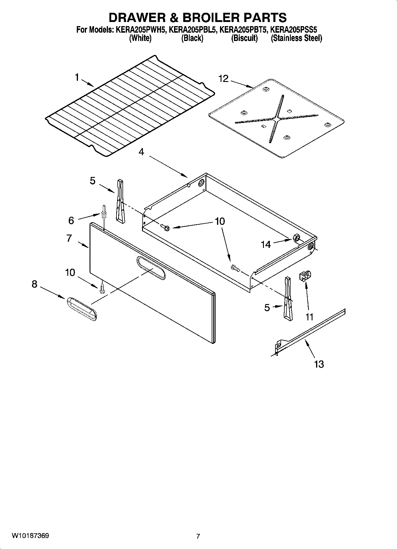 05 - DRAWER & BROILER PARTS, OPTIONAL PARTS (NOT INCLUDED)