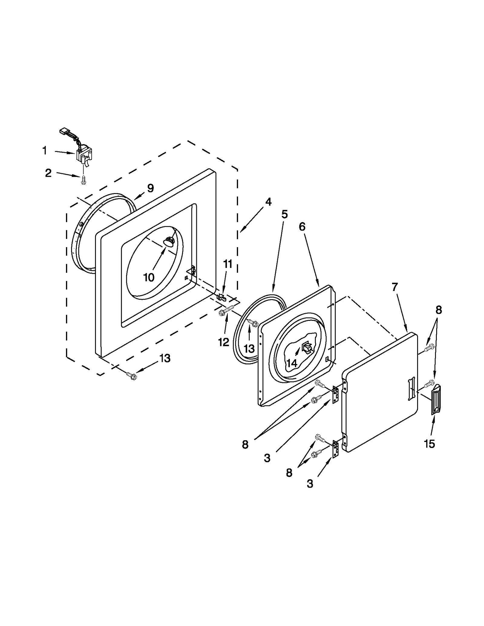 DRYER FRONT PANEL AND DOOR PARTS