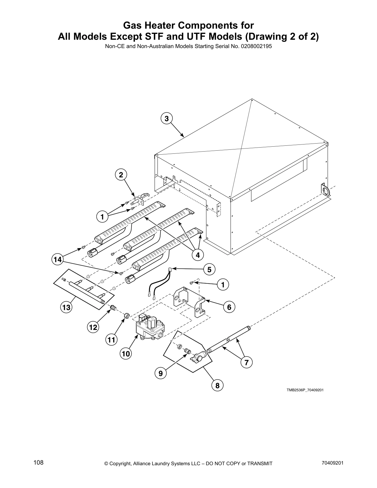 Gas Heater Components for 
All Models Except STF and UTF Models (Drawing 2 of 2)