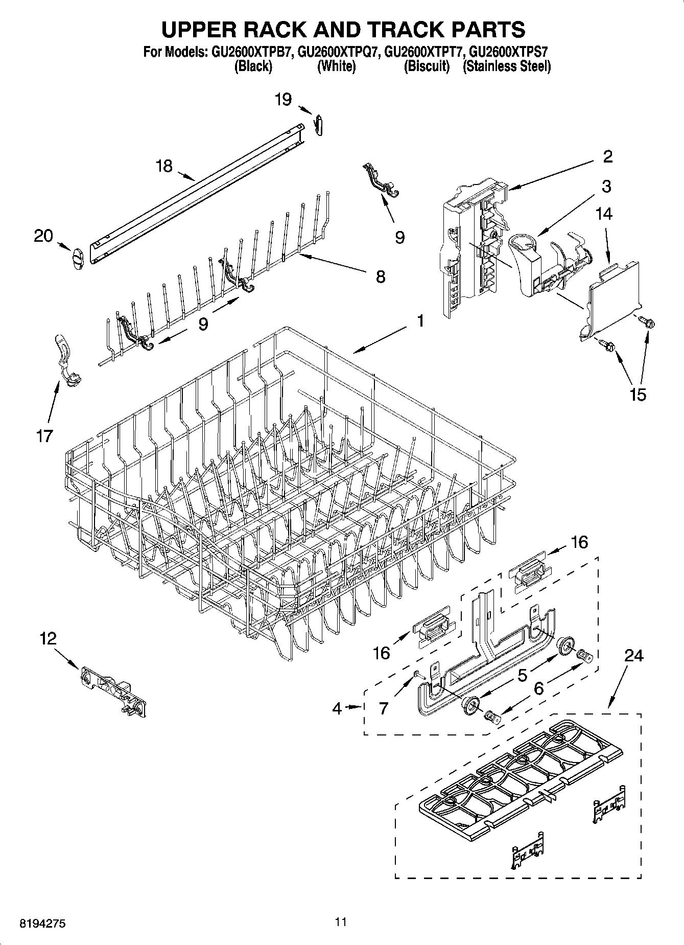 09 - UPPER RACK AND TRACK PARTS