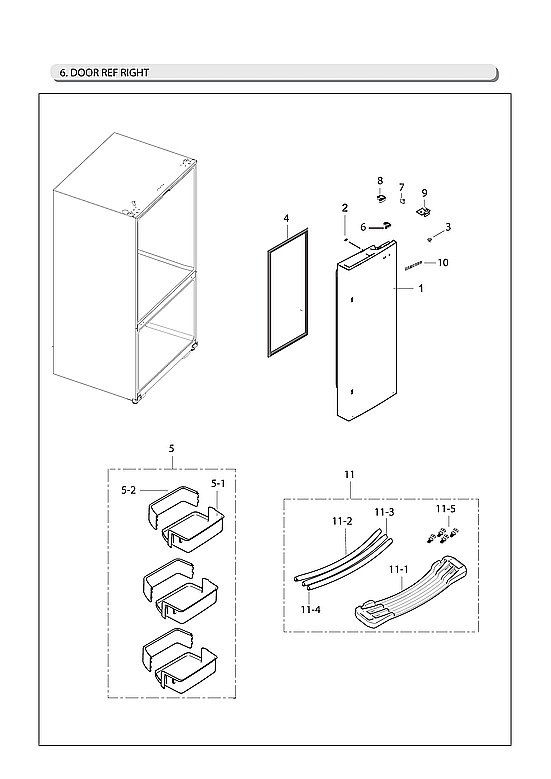 Right Refrigerator Door Parts