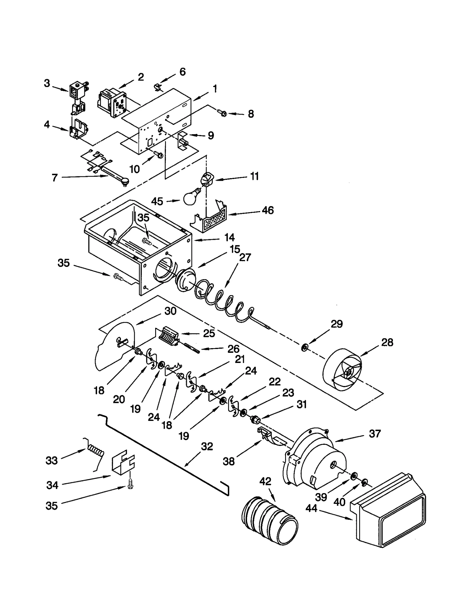 MOTOR AND ICE CONTAINER