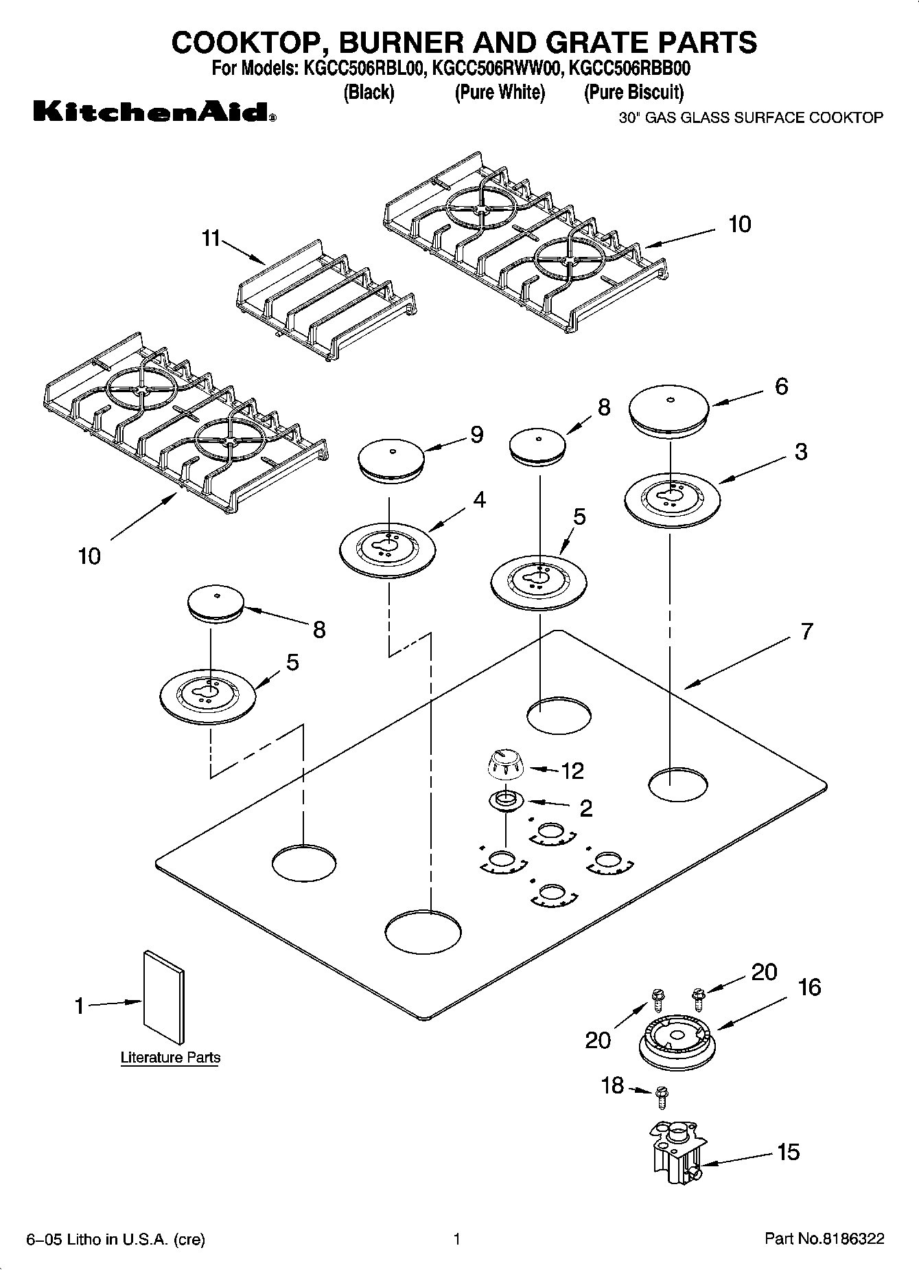 01 - COOKTOP, BURNER AND GRATE PARTS
