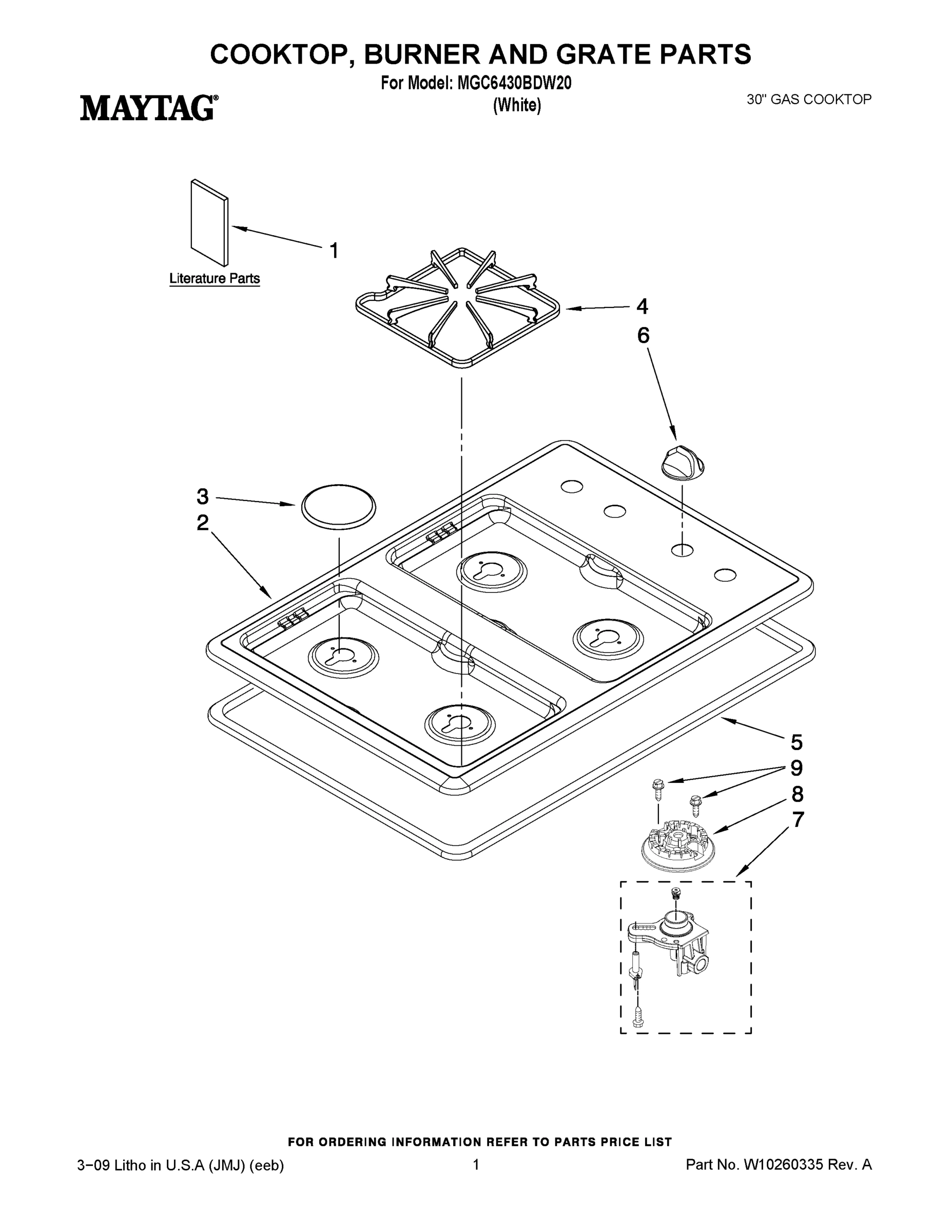 01 - COOKTOP, BURNER AND GRATE PARTS