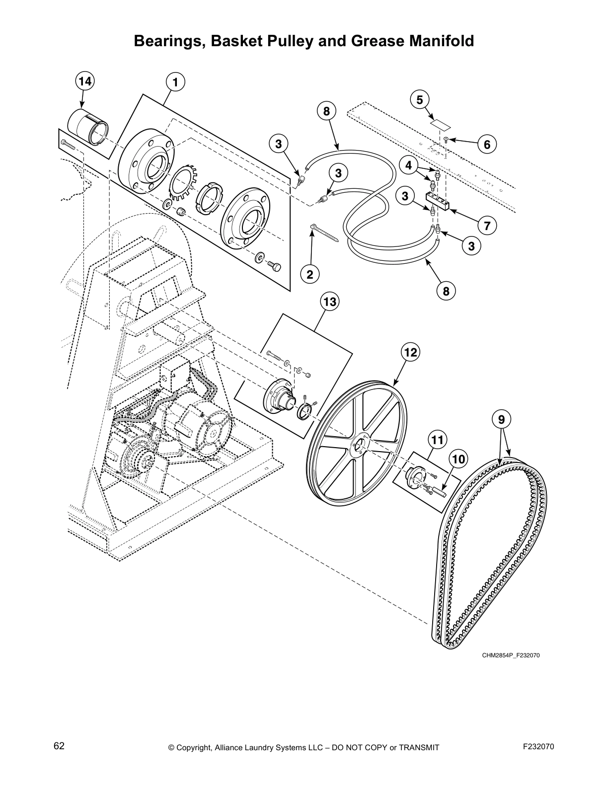 Bearings, Basket Pulley and Grease Manifold