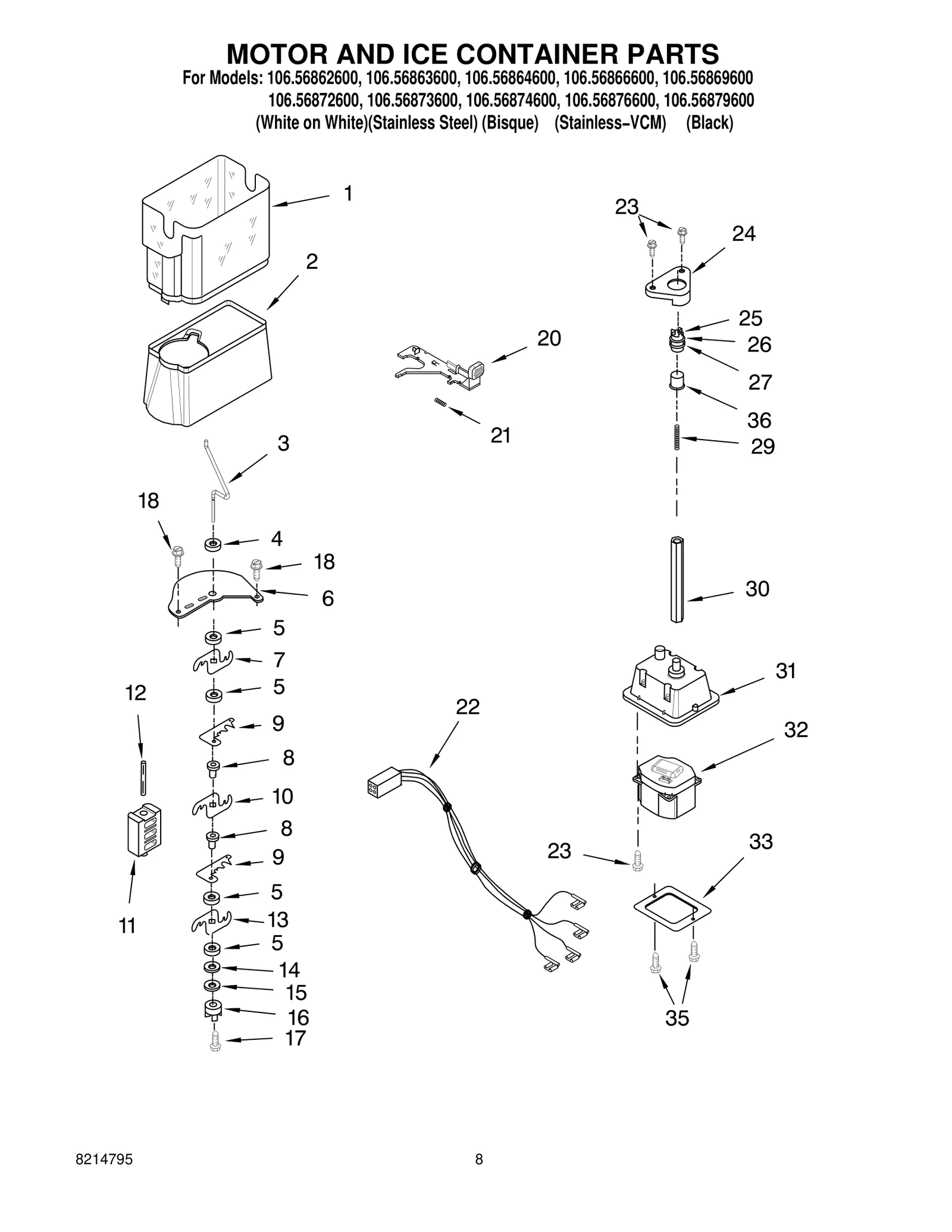 MOTOR AND ICE CONTAINER PARTS