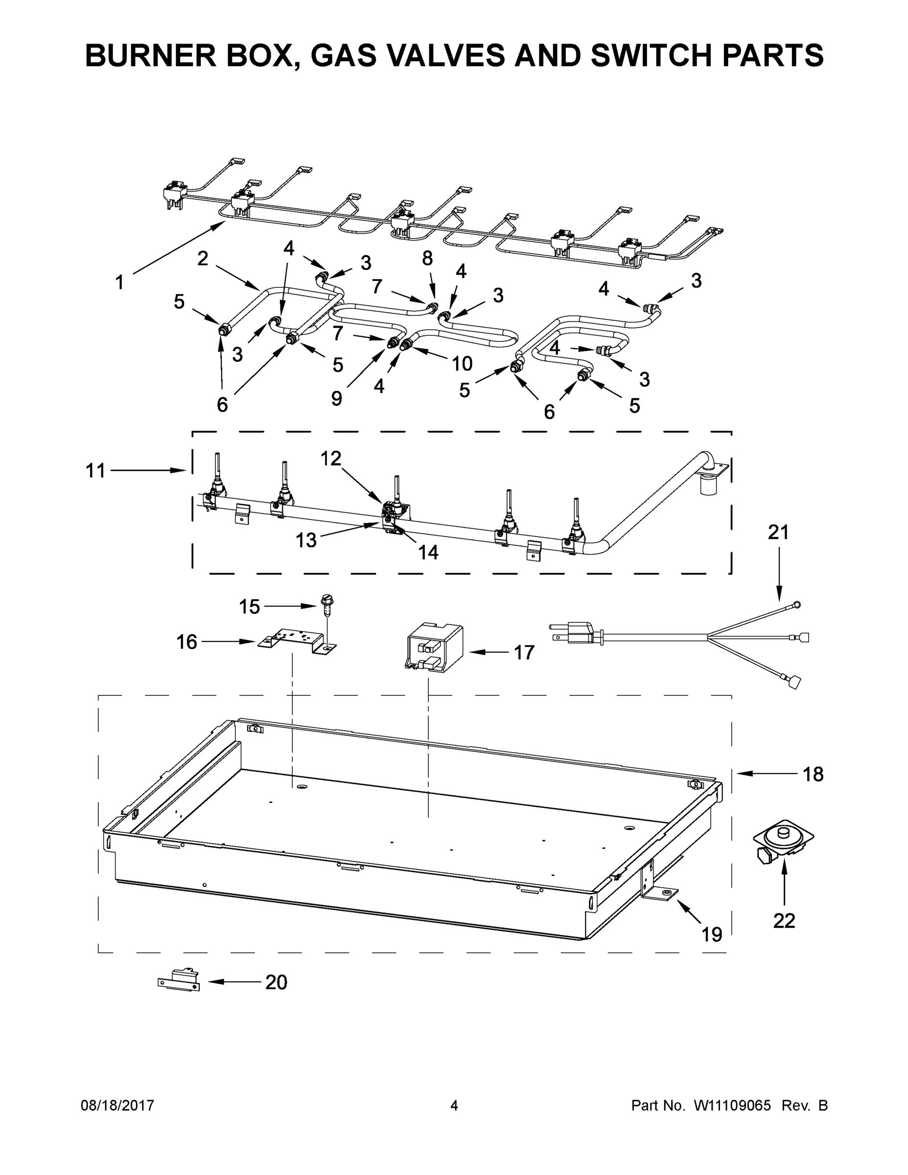 03 - BURNER BOX, GAS VALVES AND SWITCH PARTS