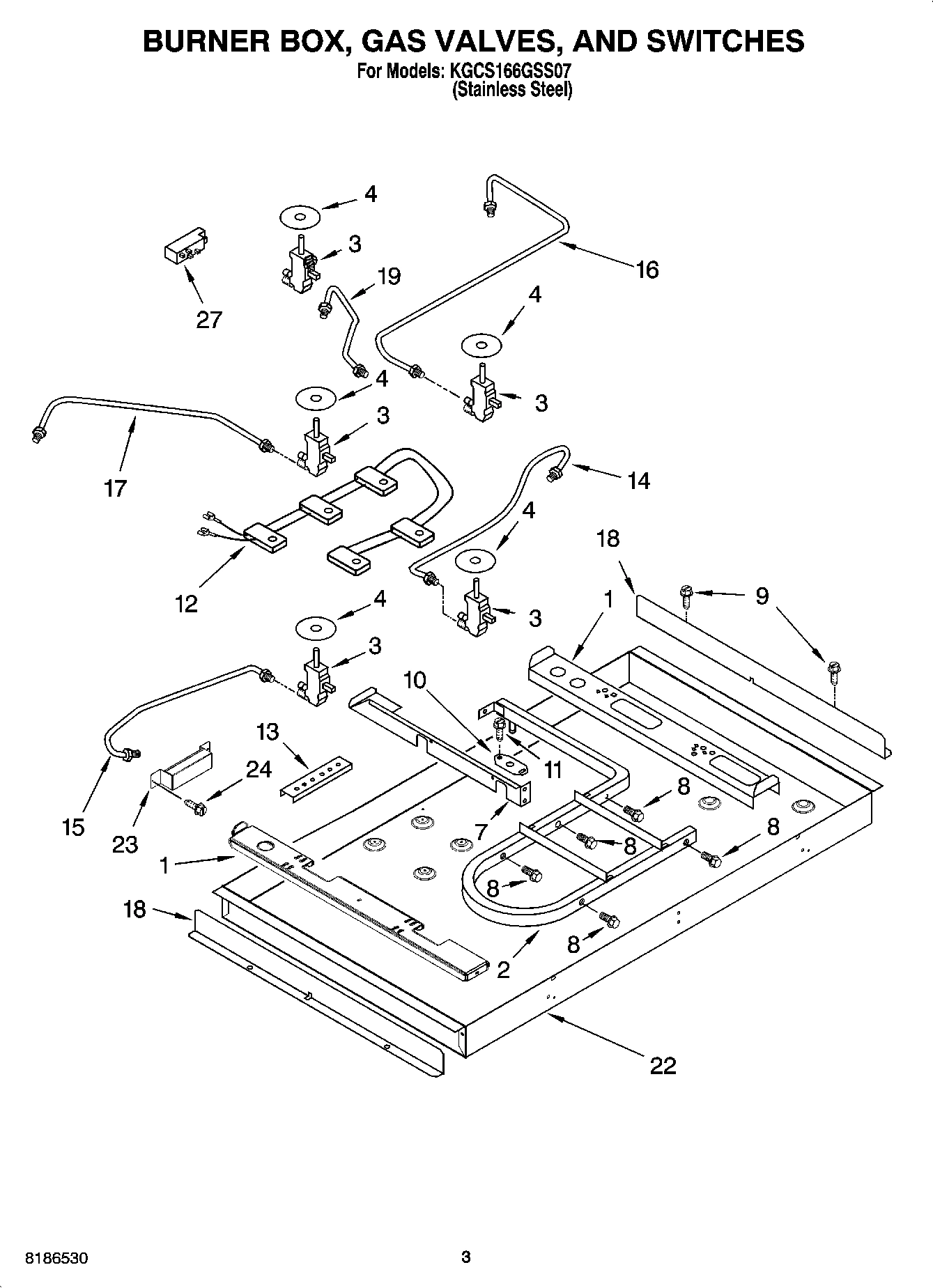 02 - BURNER BOX, GAS VALVES, AND SWITCHES, OPTIONAL PARTS