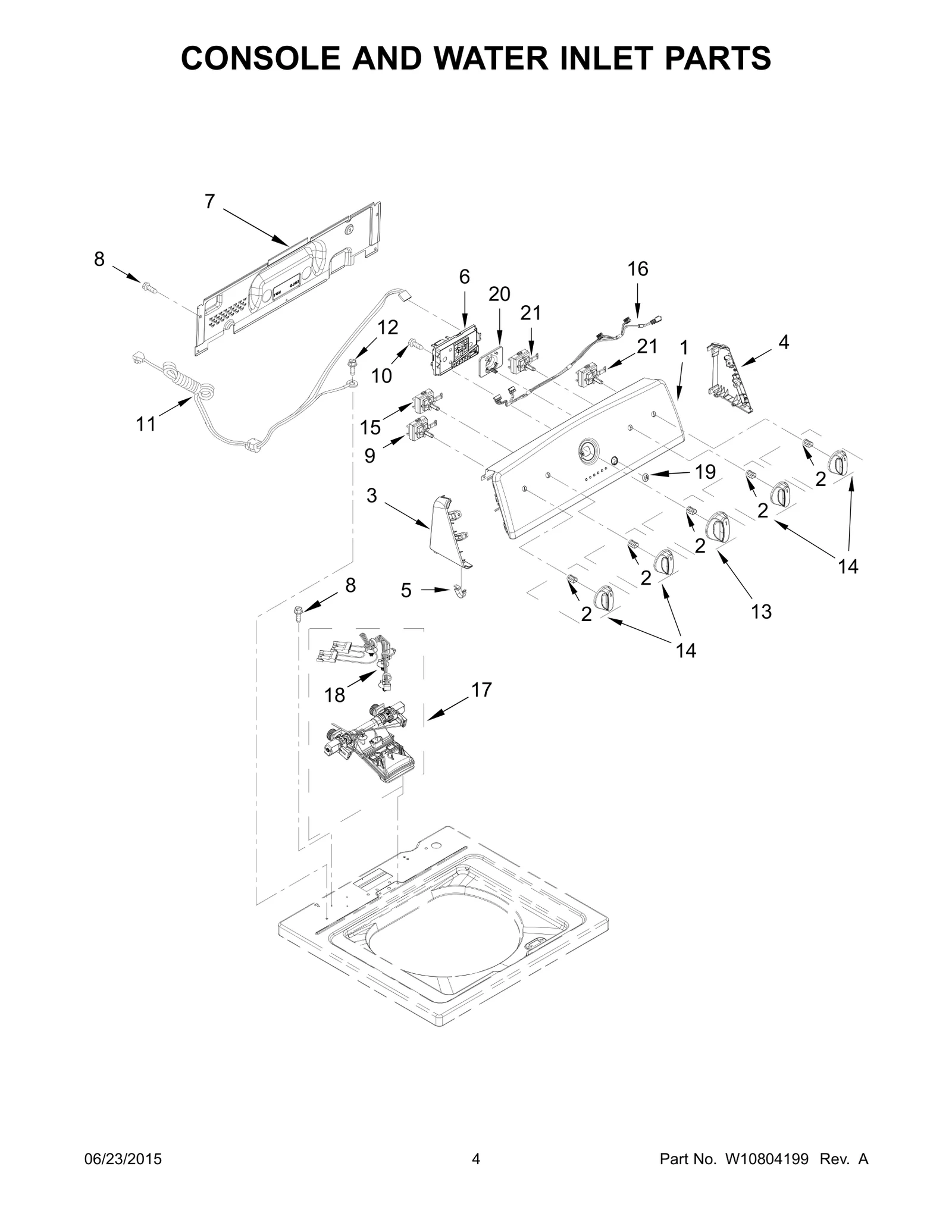 CONSOLE AND WATER INLET PARTS