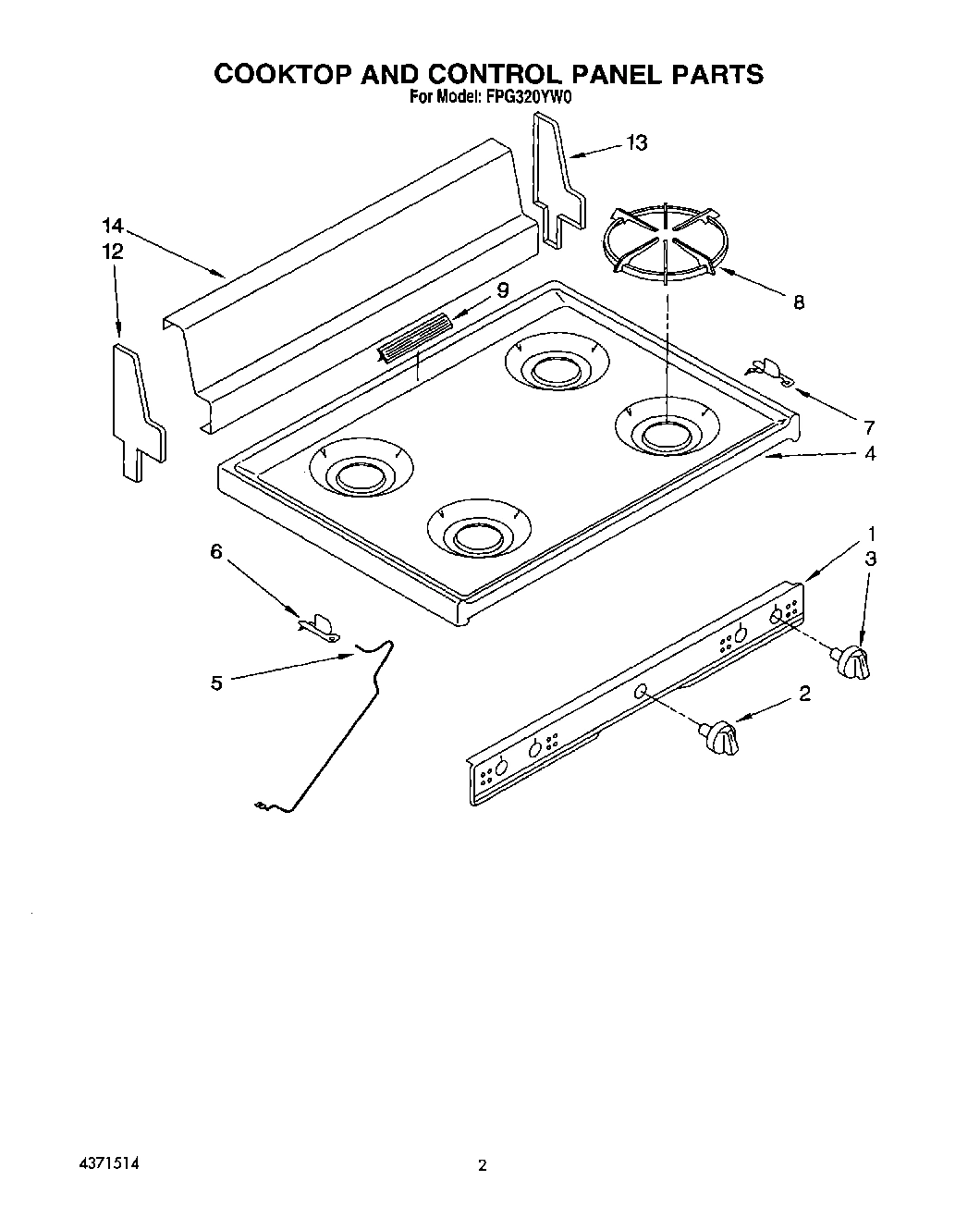 02 - COOKTOP AND CONTROL PANEL, LIT/OPTI