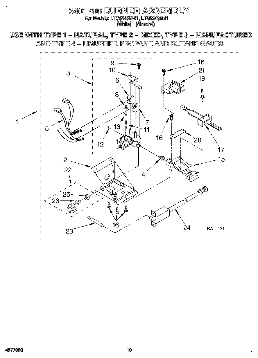16 - 3401796 BURNER ASSEMBLY