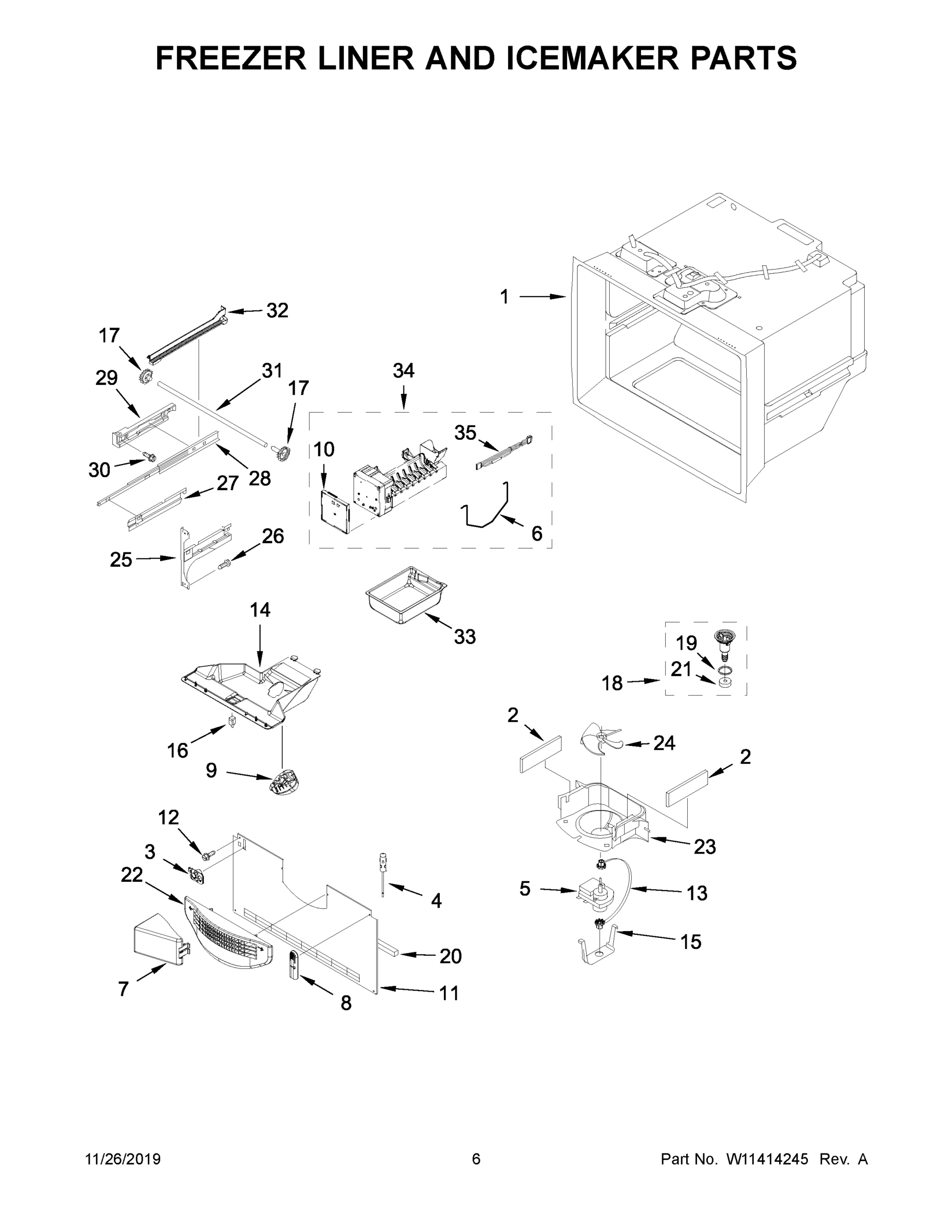 04 - FREEZER LINER AND ICEMAKER PARTS