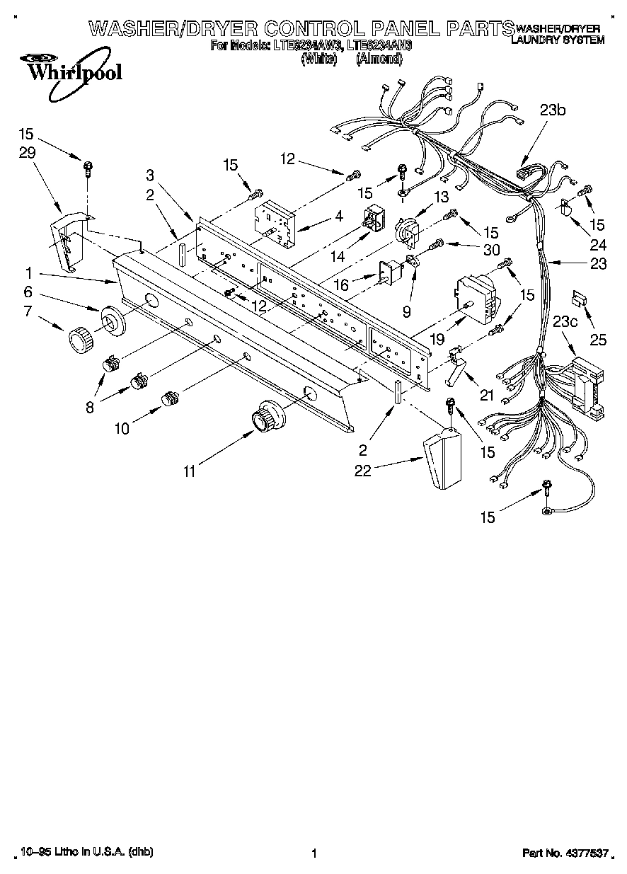 01 - WASHER/DRYER CONTROL PANEL