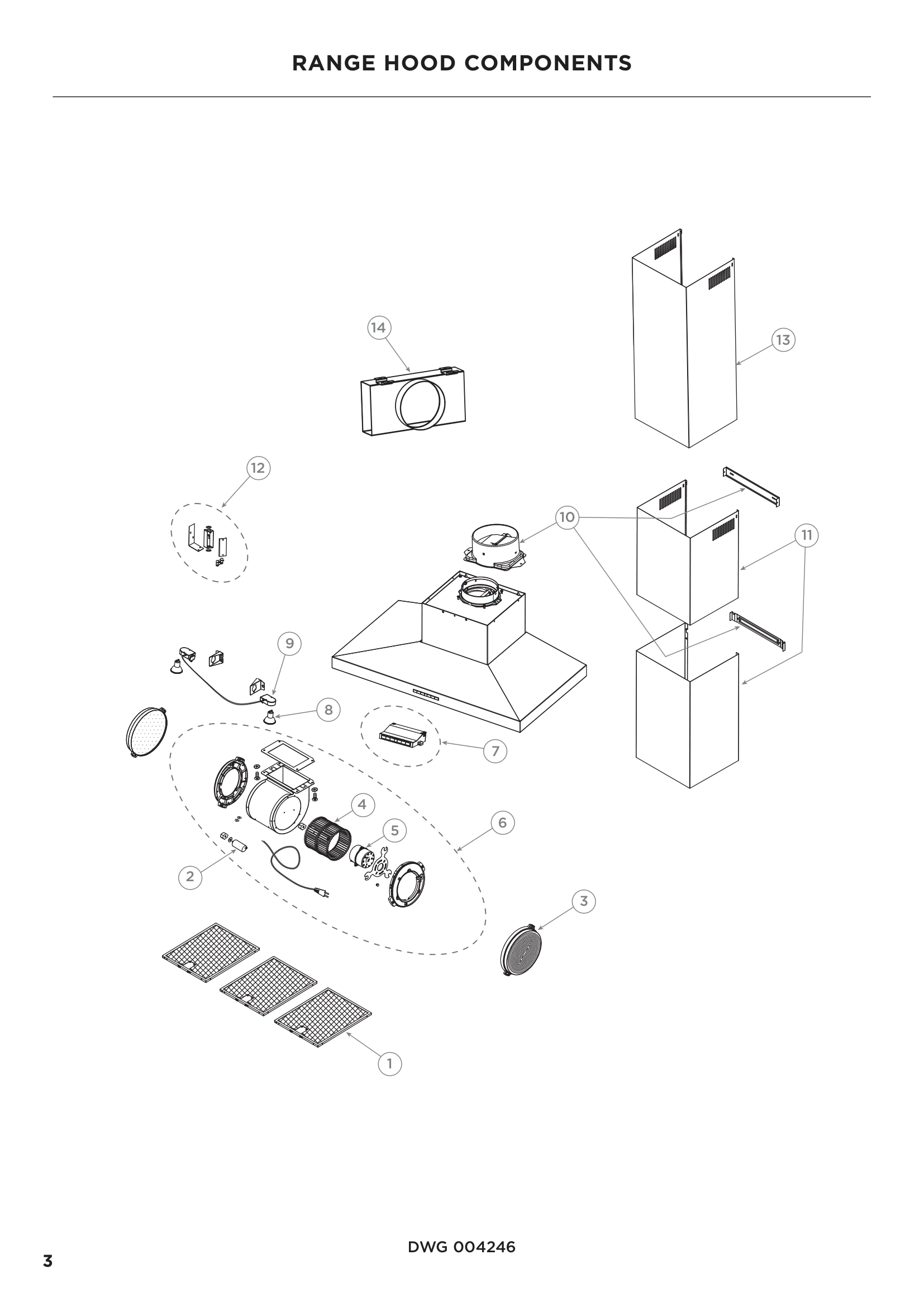 RANGE HOOD COMPONENTS